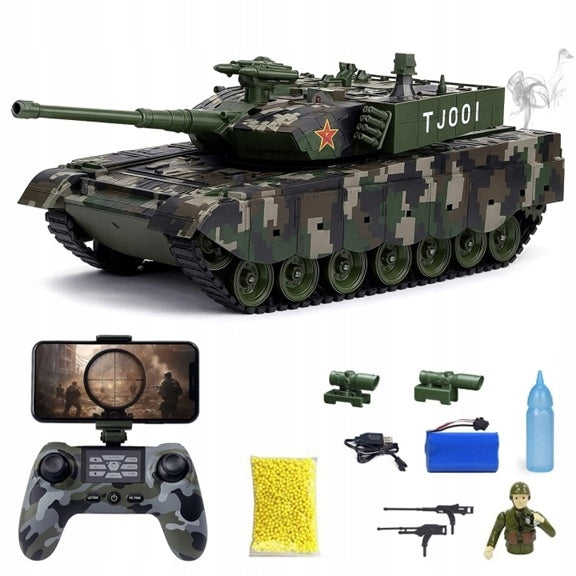 HUGE RC REMOTE CONTROLLED TANK WITH RC WiFi CAMERA SHOOTS SMOKE + SHIELD