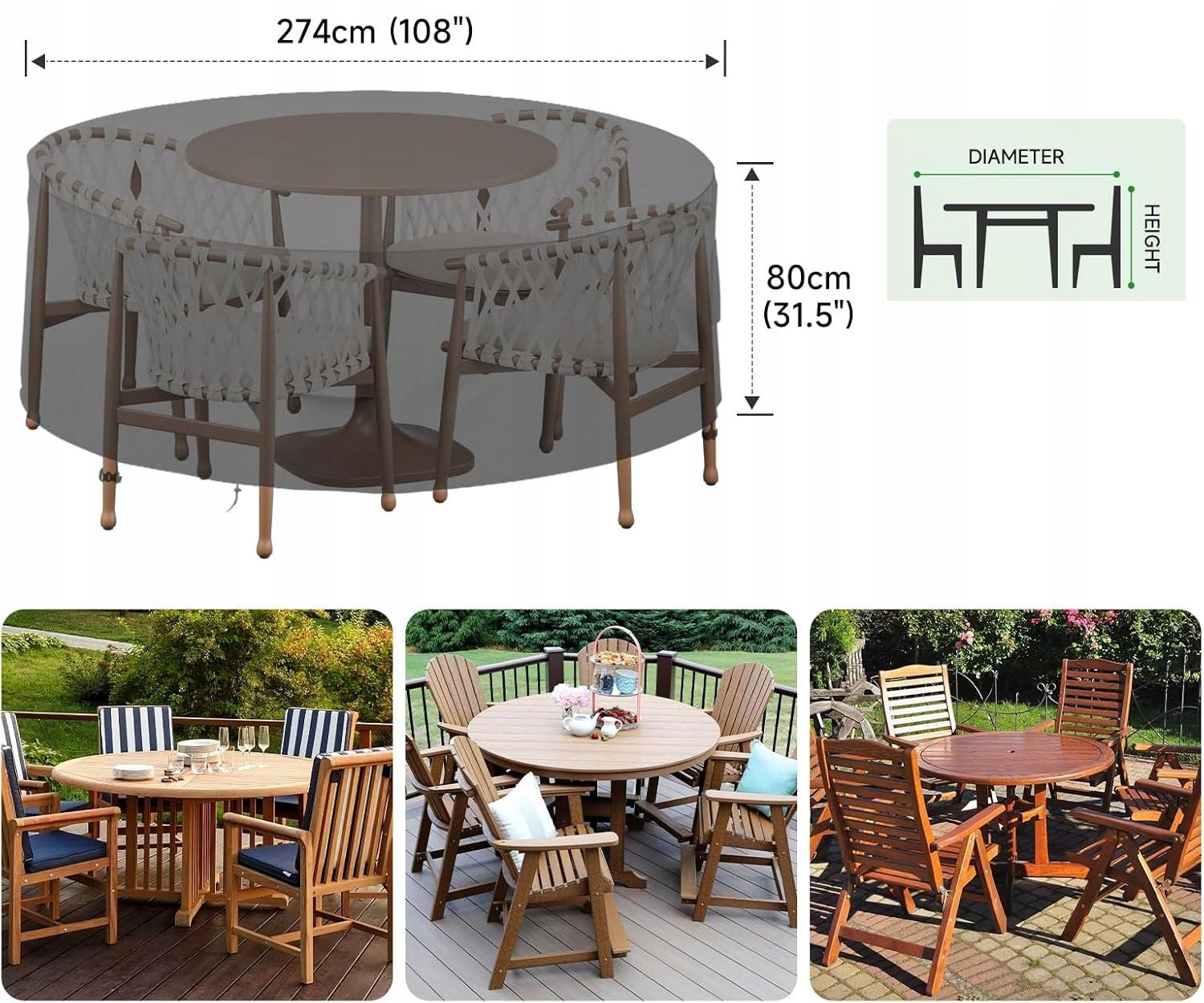 HUGE ROUND FURNITURE COVER Ø 274x80 DIAMETER 274cm 420D U4T EAN (GTIN) 5903314100303