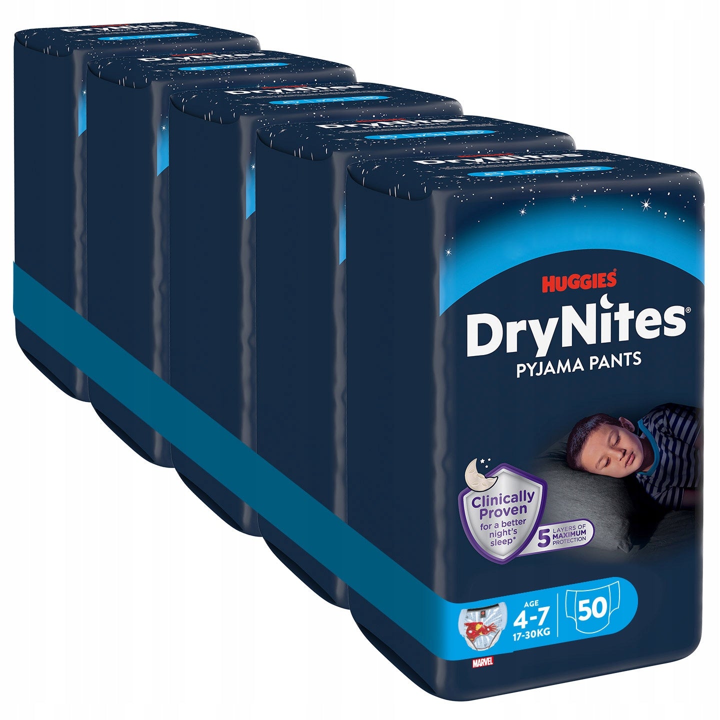 HUGGIES DryNites Pants Boy 4-7 years (17-30kg) 5 x 10 count