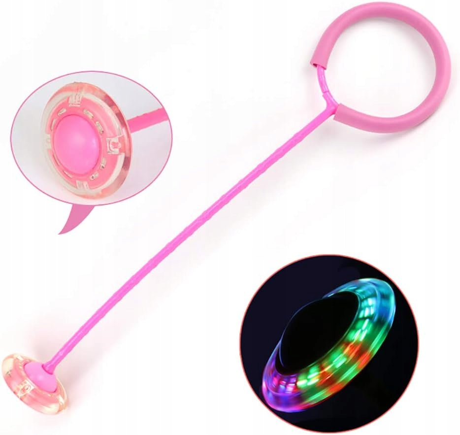 HULA HOOP LEG JUMP ROPE LED WHEEL SKIPPER FOR KIDS HULA Color pink