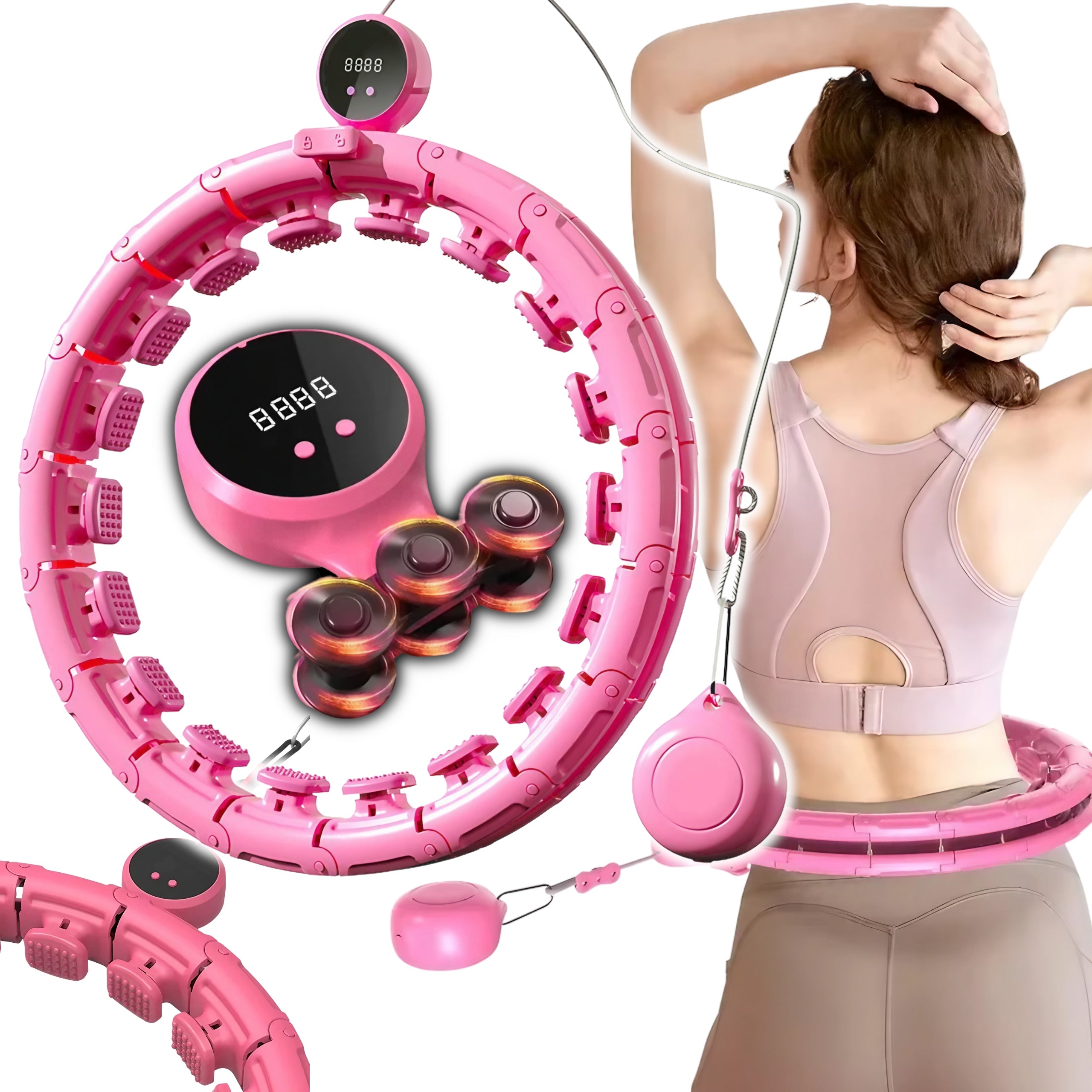 Gymnastikreifen mit Kalorienzähler Hikey Hula Hop, 125 cm, rosa