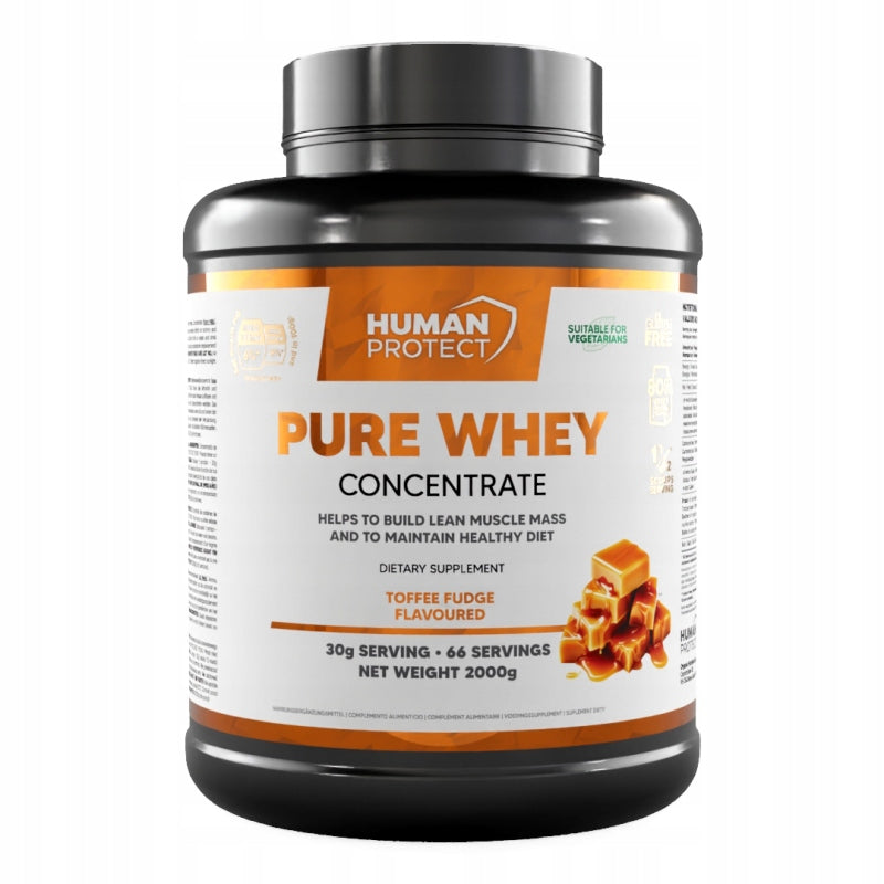 HUMAN PROTECT PURE WHEY 2KG PROTEIN CONCENTRATE WPC - FUDGE Packaging status original