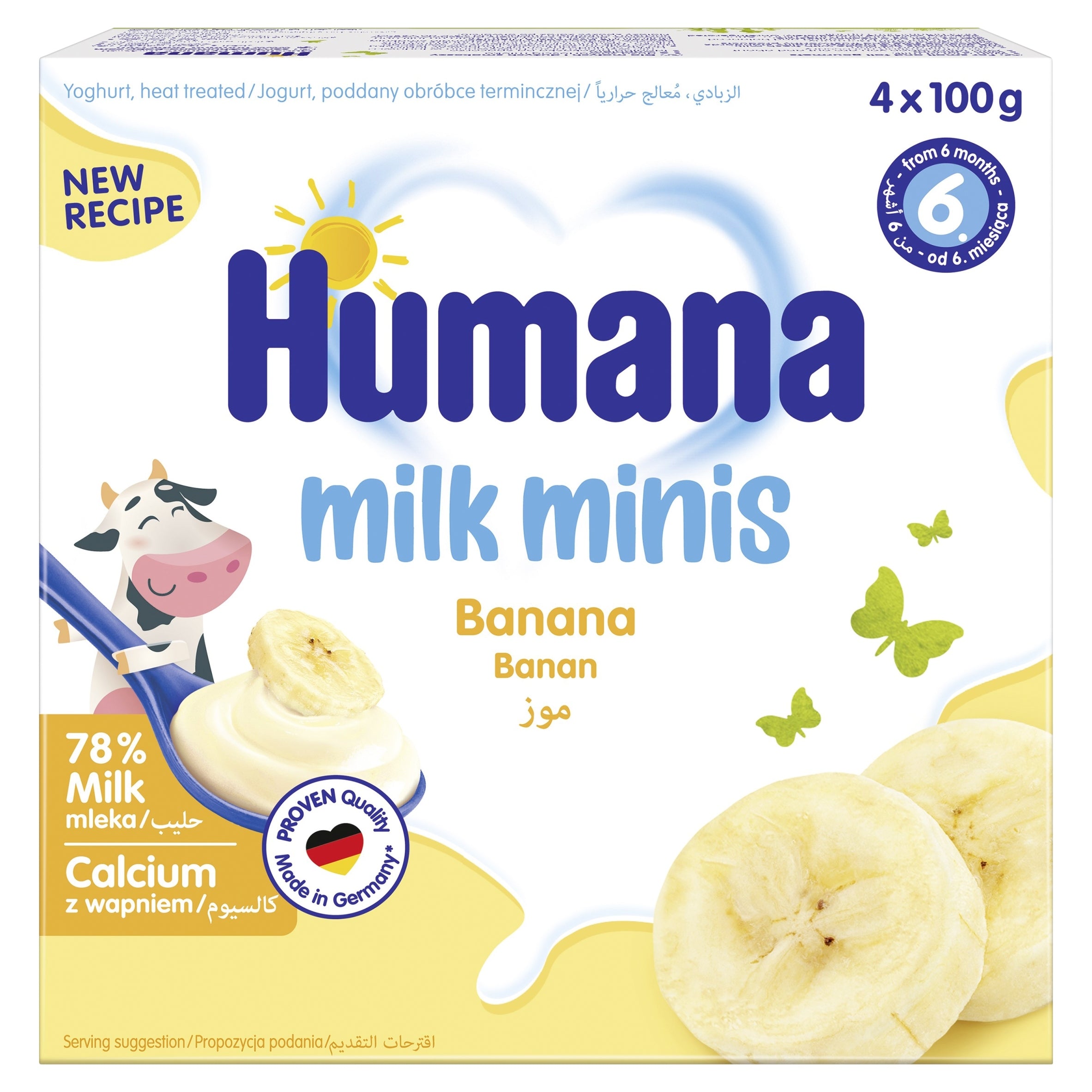 HUMANA YOGURT DESSERT FROM 6 MONTHS WITH BANANA FLAVOR 4x100g Manufacturer code 70800