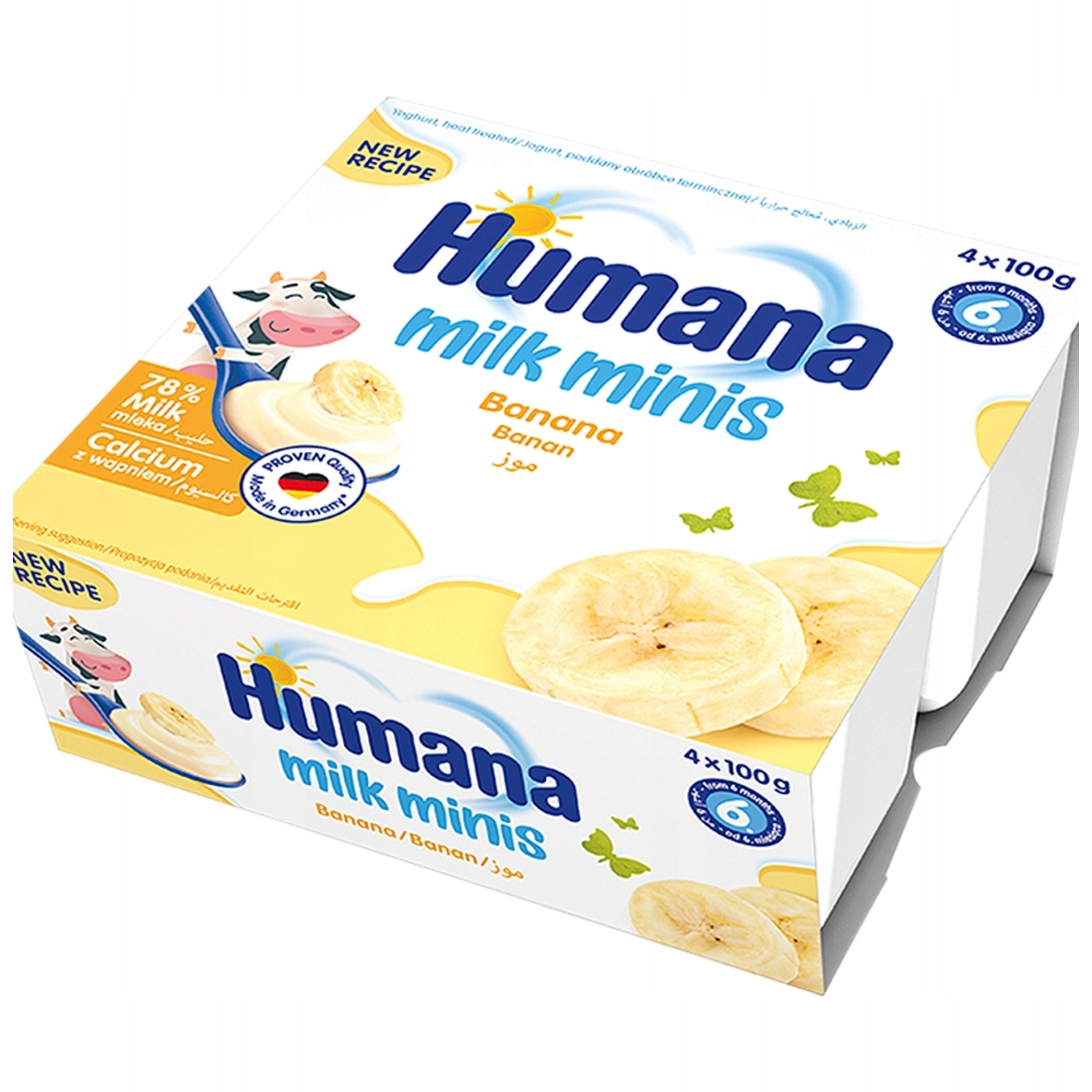 HUMANA YOGURT DESSERT FROM 6 MONTHS WITH BANANA FLAVOR 4x100g Packaging status original