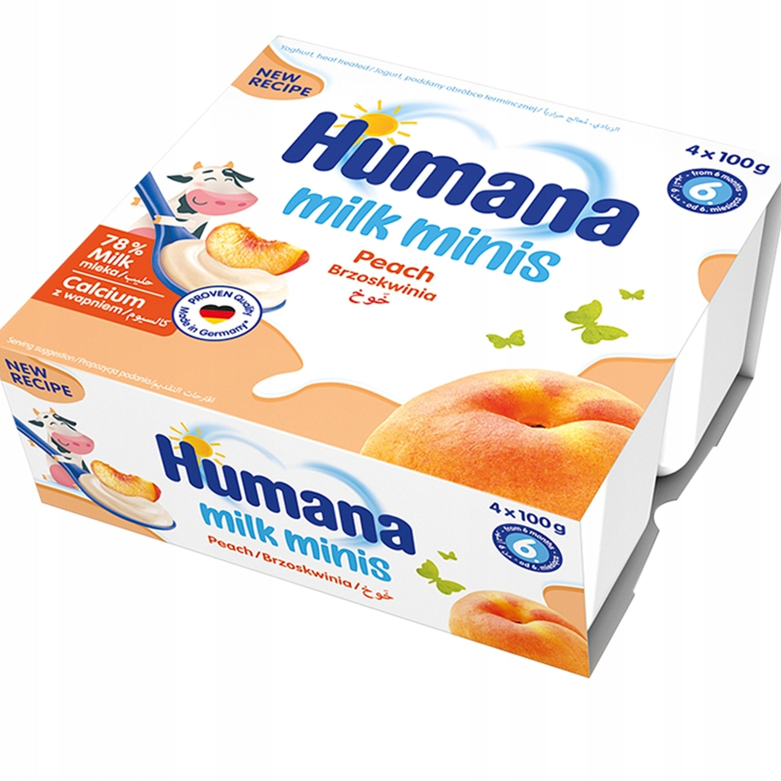 HUMANA YOGURT DESSERT FROM 6 MONTHS WITH PEACH FLAVOR 4x100g Packaging status original