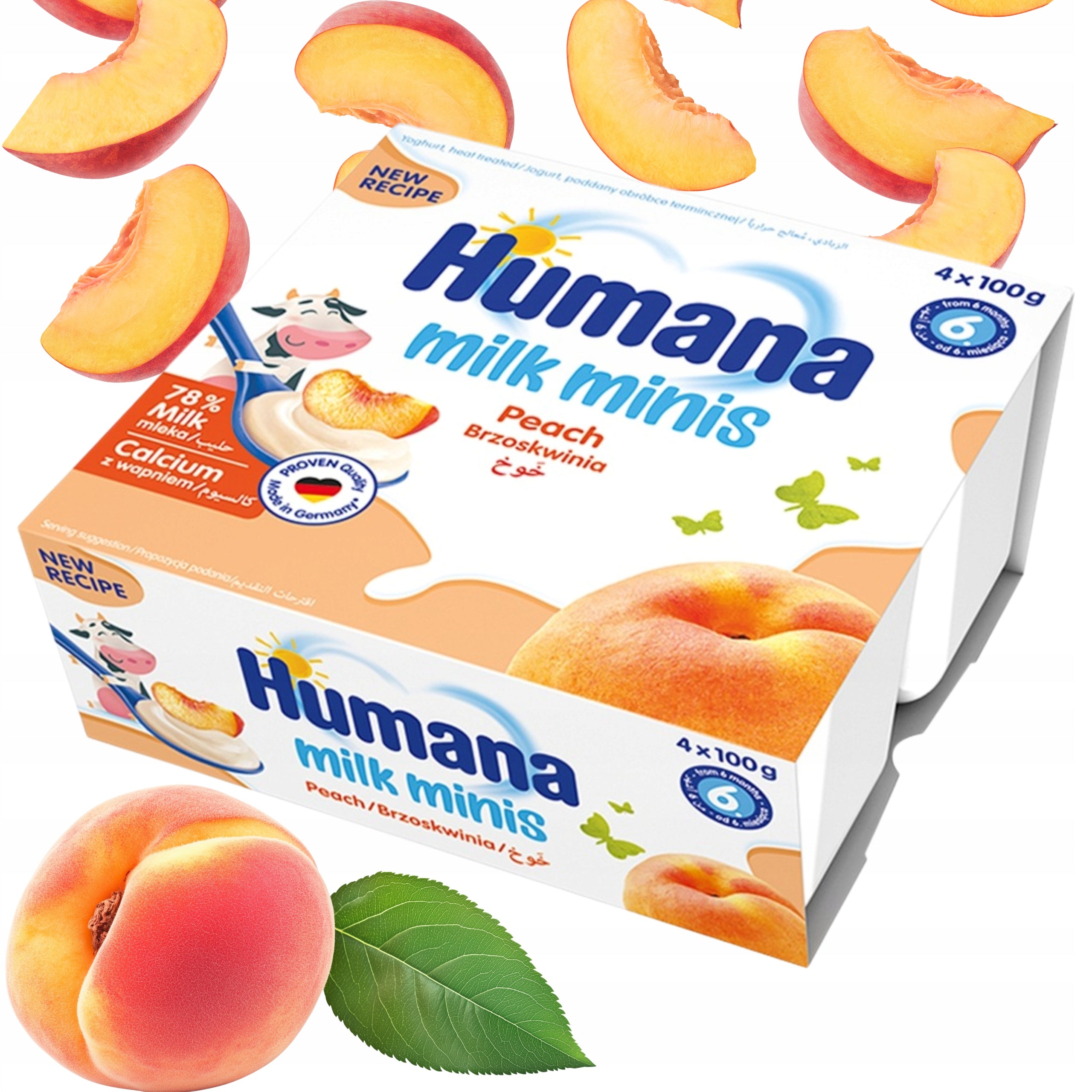 HUMANA YOGURT DESSERT FROM 6 MONTHS WITH PEACH FLAVOR 4x100g
