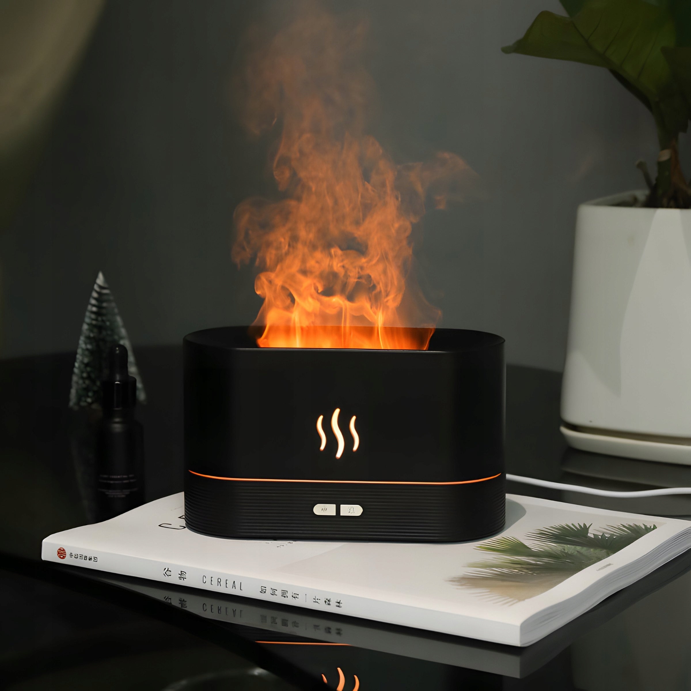 HUMIDIFIER AIR FIREPLACE DIFFUSER AROMATHERAPY LED LAMP FIRE EFFECT Brand RETOO