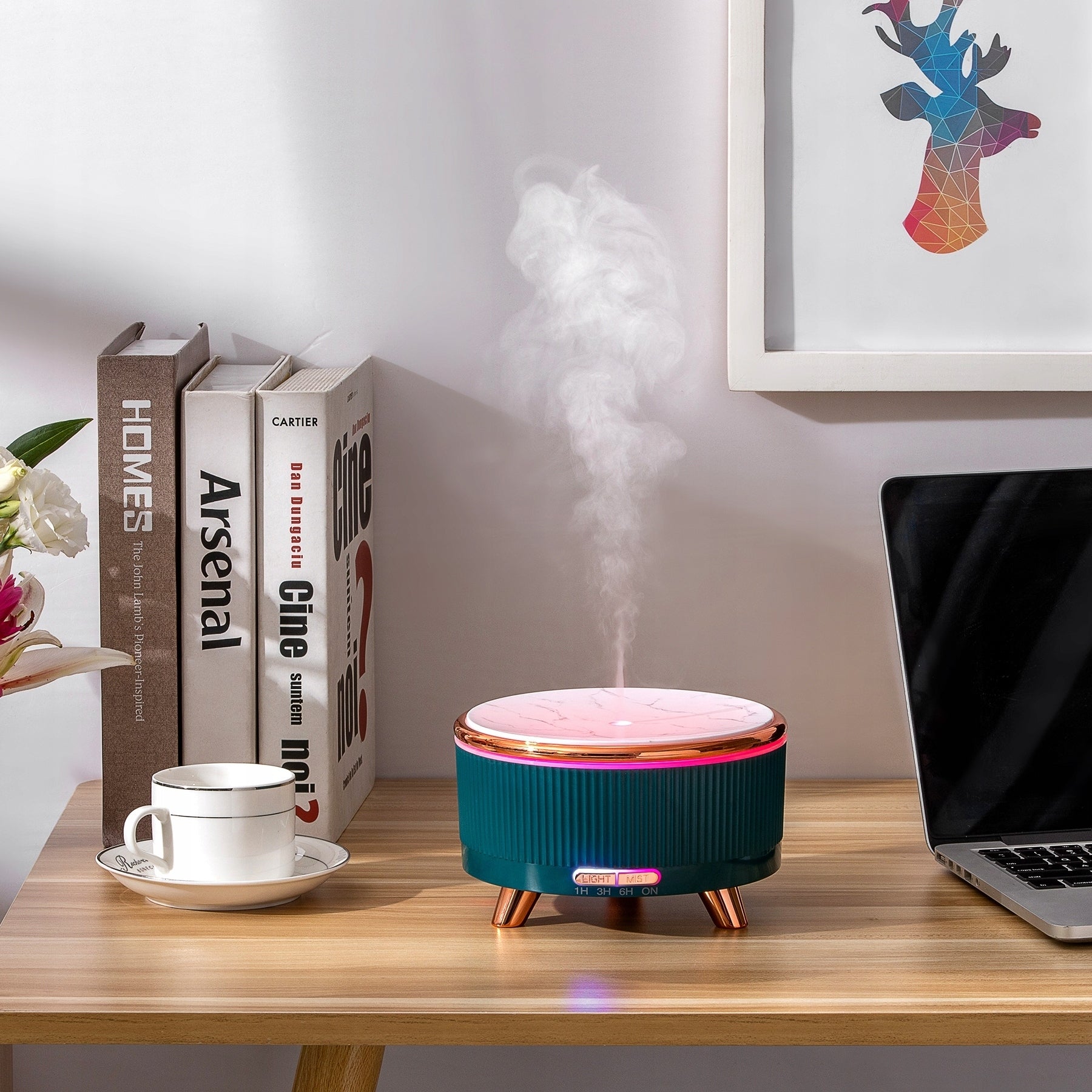 HUMIDIFIER AROMA DIFFUSER AROMATHERAPY LED LAMP + REMOTE CONTROL Type steam humidifier