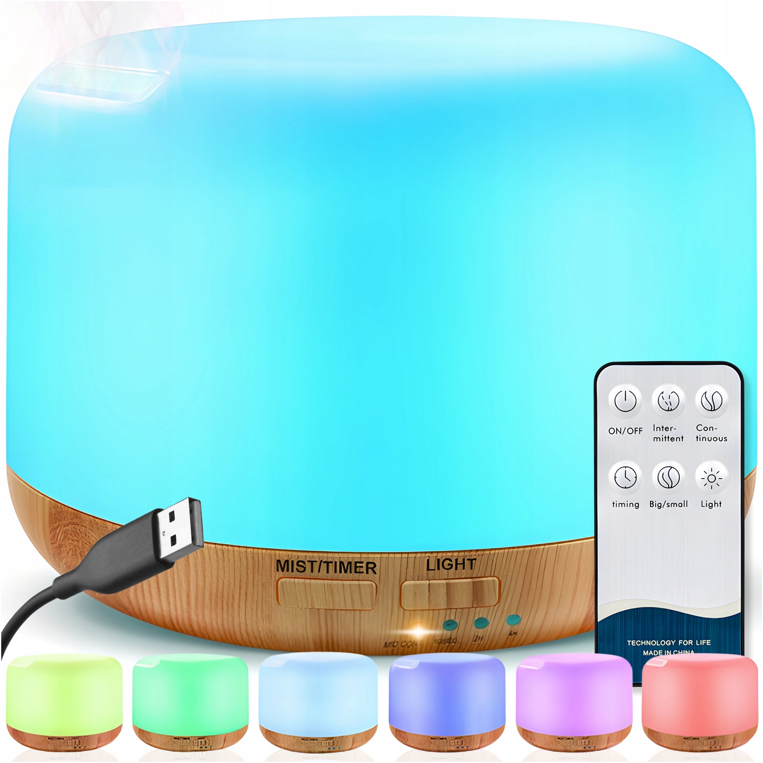 HUMIDIFIER AROMA DIFFUSER AROMATHERAPY NIGHT LIGHT LED + REMOTE CONTROL