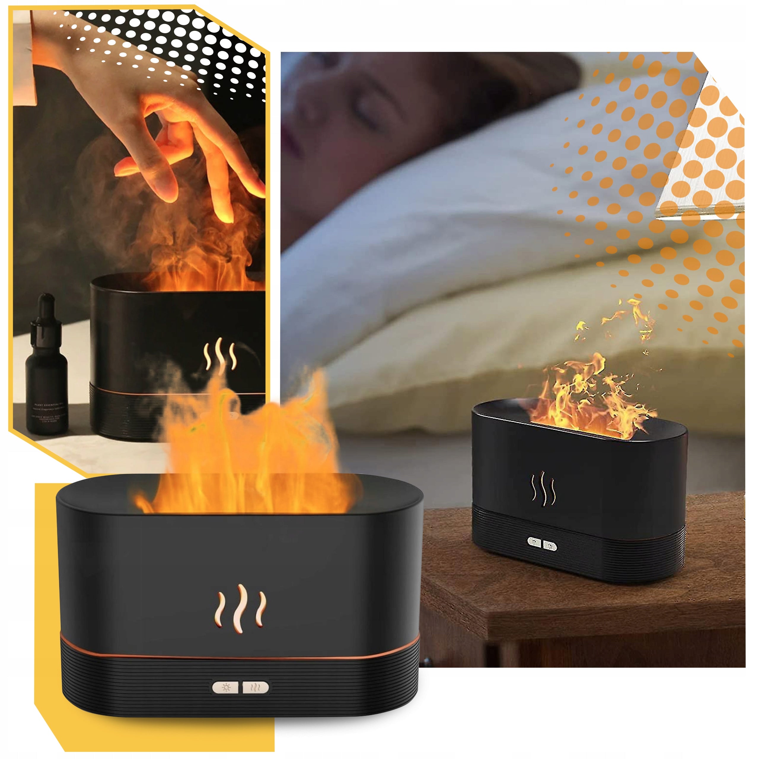 HUMIDIFIER AROMA DIFFUSER FIRE EFFECT FIREPLACE LED AROMATHERAPY Type evaporative humidifier