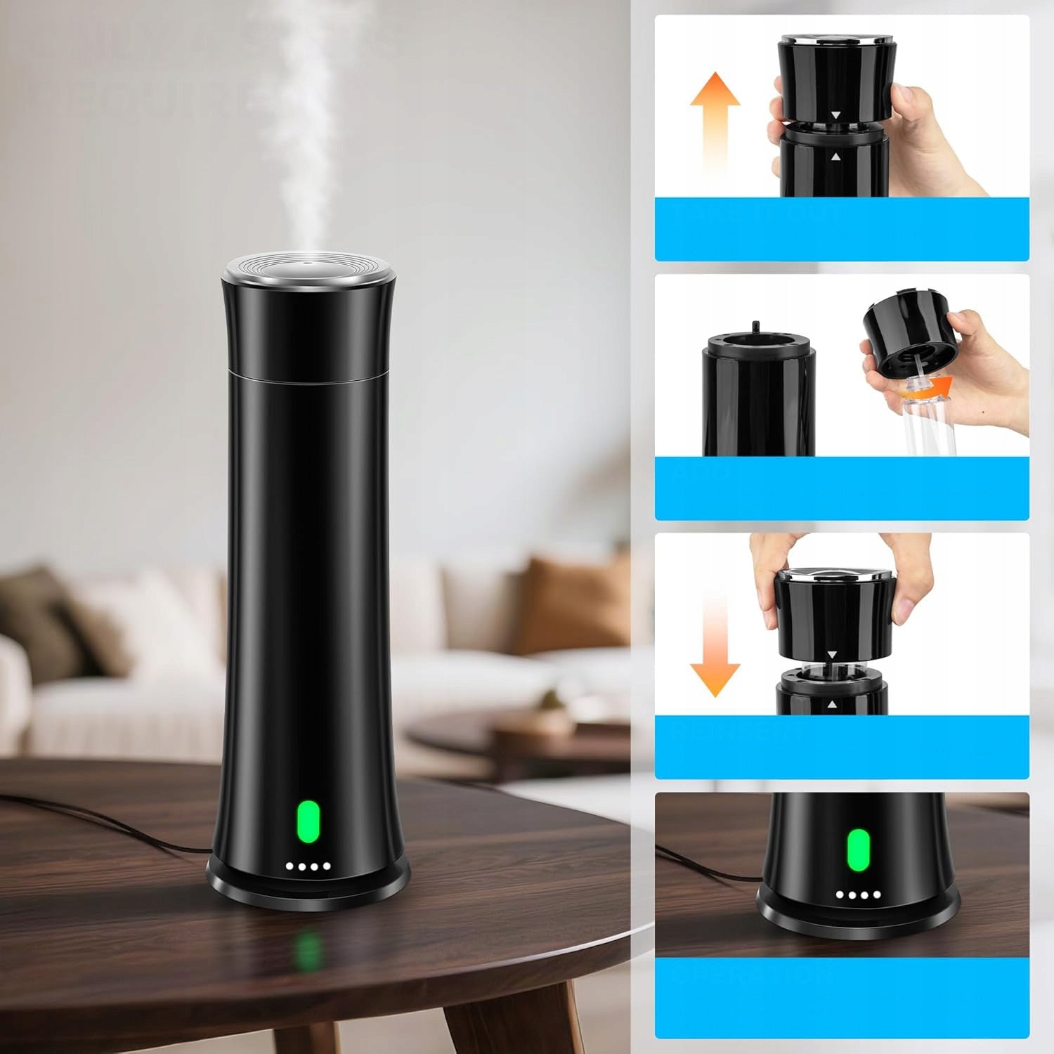 HUMIDIFIER AUTOMATIC AROMATHERAPY DIFFUSER WITH TIMER Dominant color black
