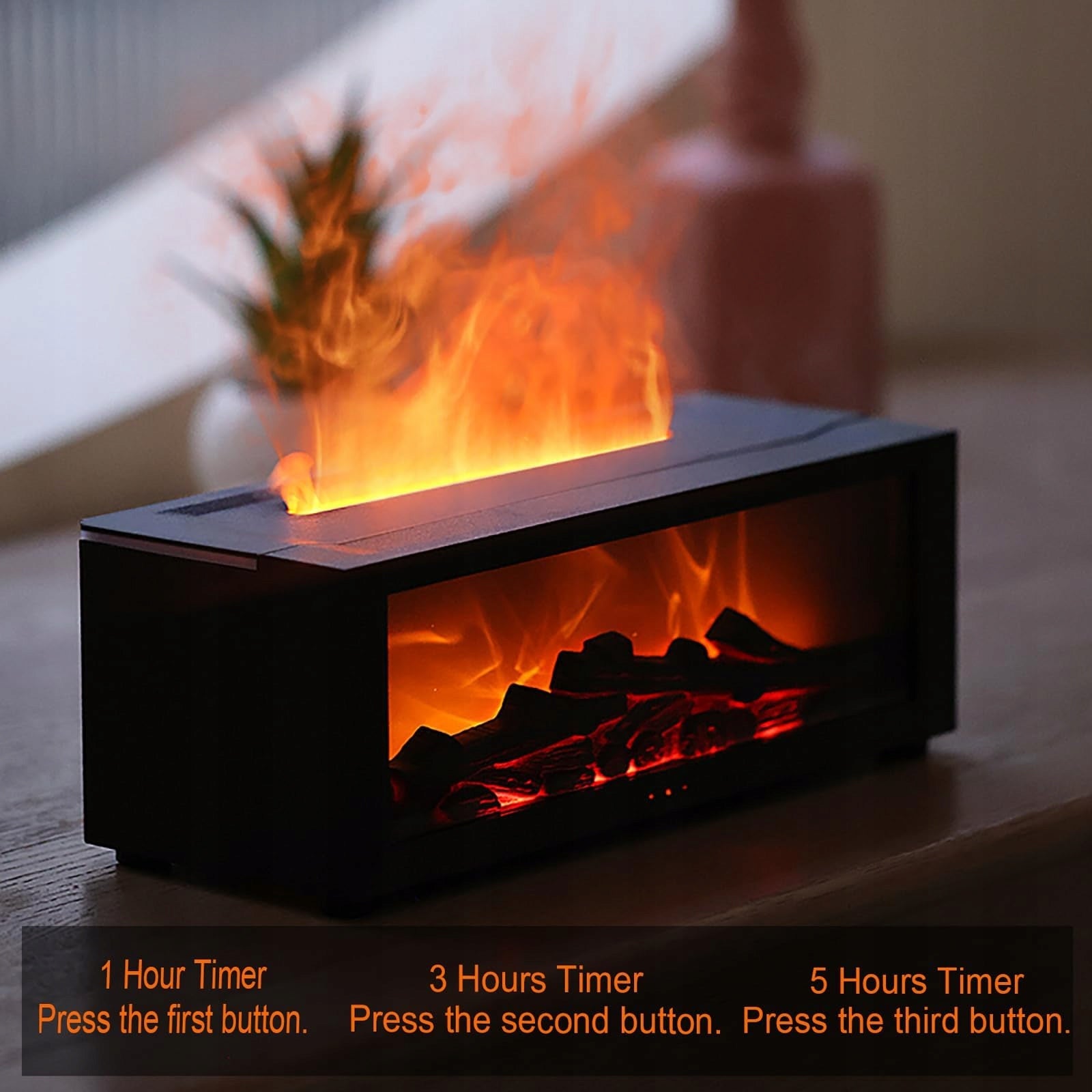 HUMIDIFIER DIFFUSER LED NIGHT LIGHT FLAME EFFECT FIREPLACE OILS Maximum room size 10 m²
