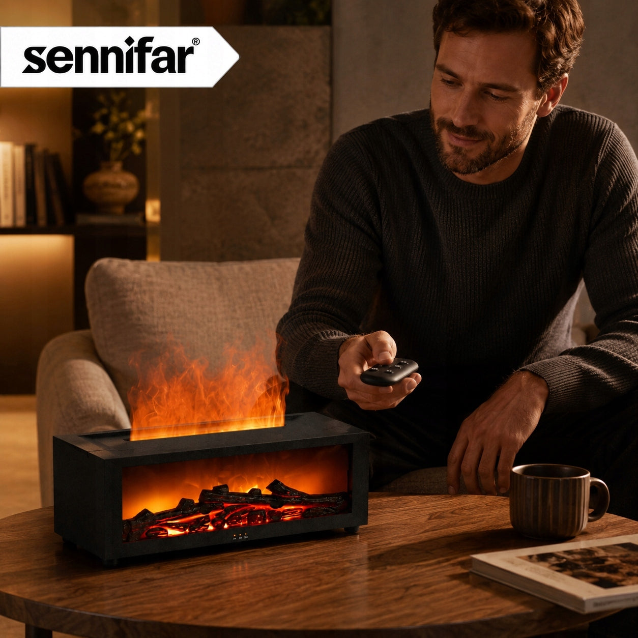 HUMIDIFIER FIREPLACE AROMA DIFFUSER NIGHT LIGHT LED TIMER +PILOT Medical device no