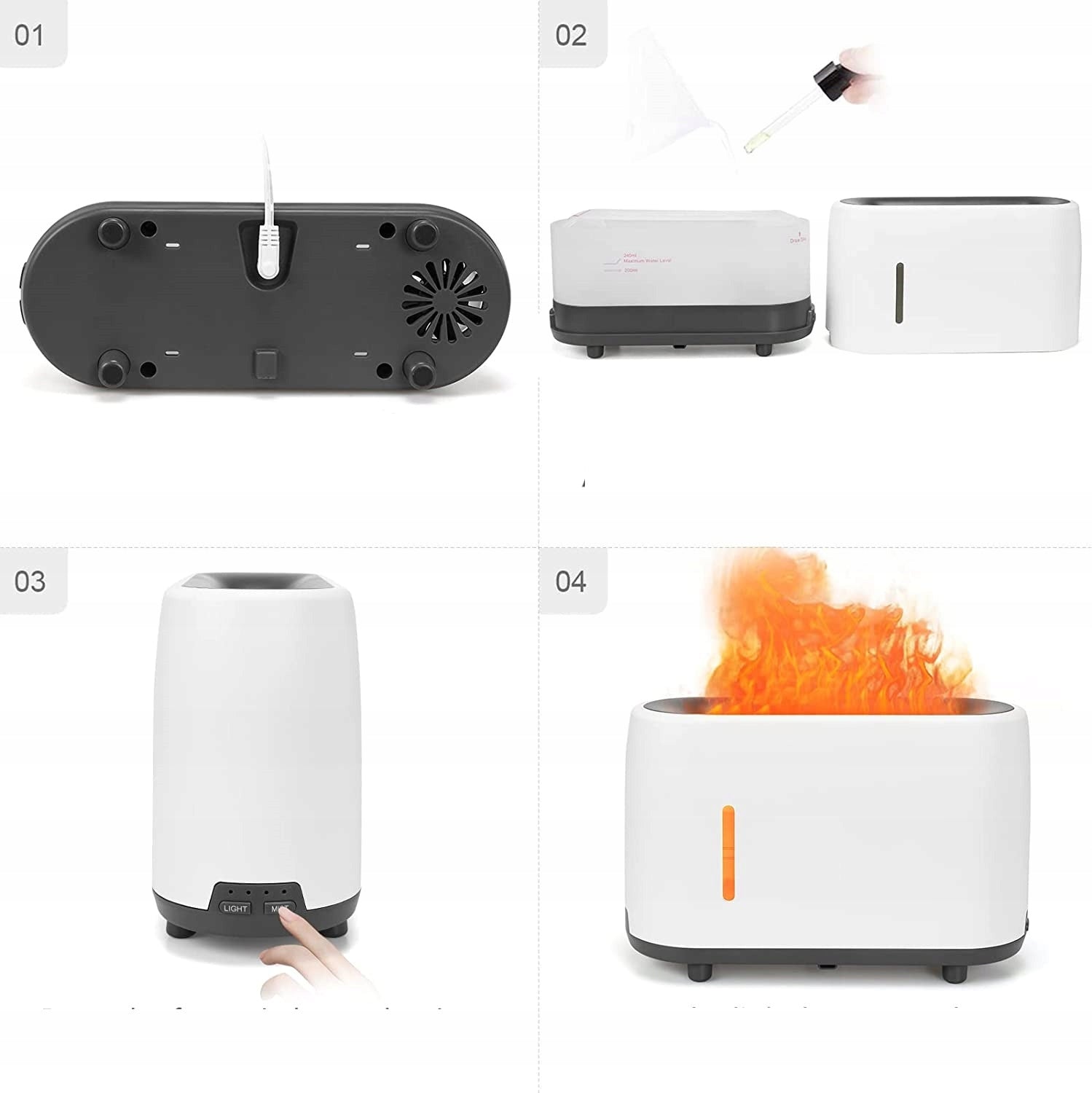 HUMIDIFIER FIREPLACE AROMA IONIZER PILOT Water tank capacity 0.24 l