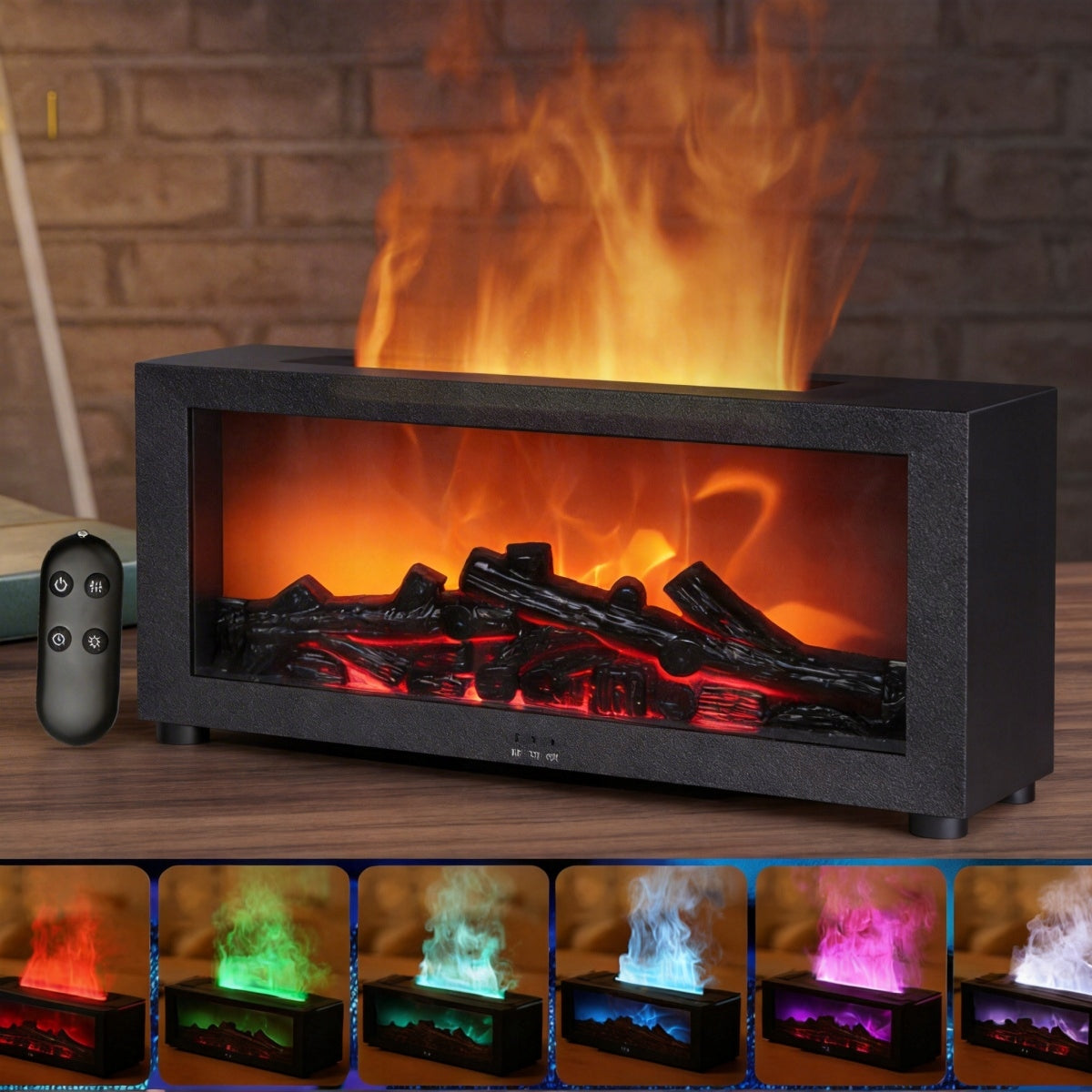 HUMIDIFIER FIREPLACE NIGHT LIGHT FLAME EFFECT LED DIFFUSER SALT Packaging status original