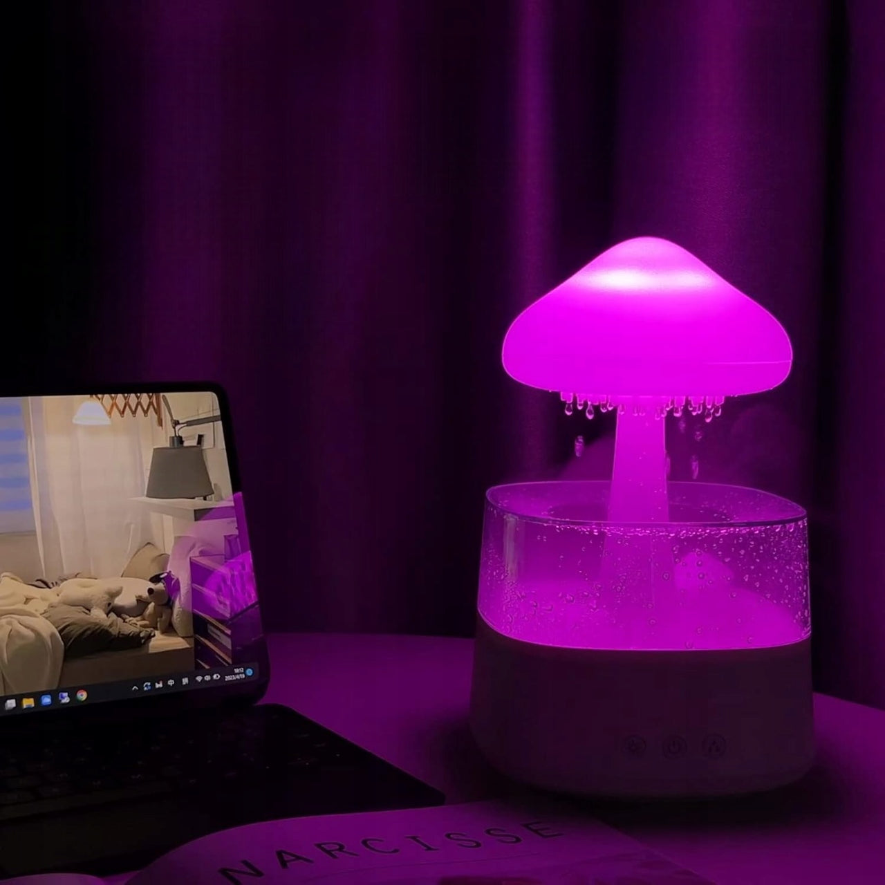 HUMIDIFIER IONIZER AROMATHERAPY RAIN NIGHT LIGHT Maximum efficiency 40 m³/h