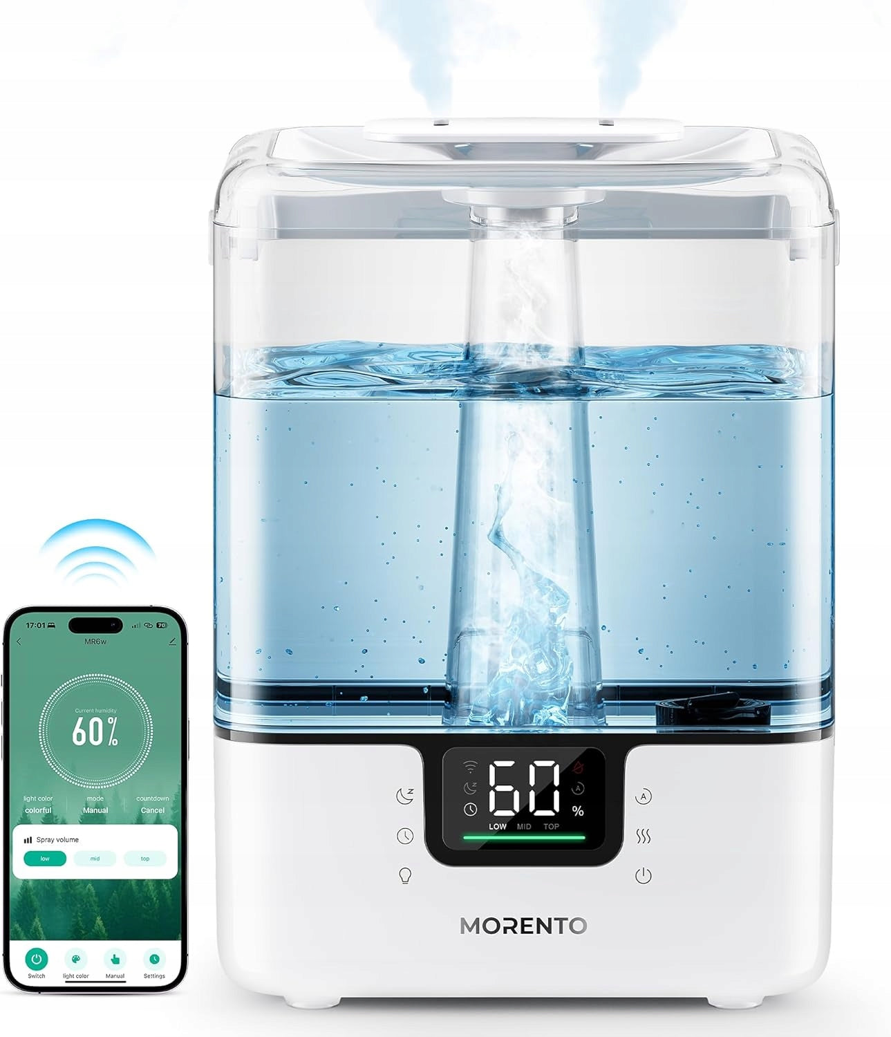 HUMIDIFIER MORENTO MR6W LARGE 6l WiFi Tuya RGB 350ml/h