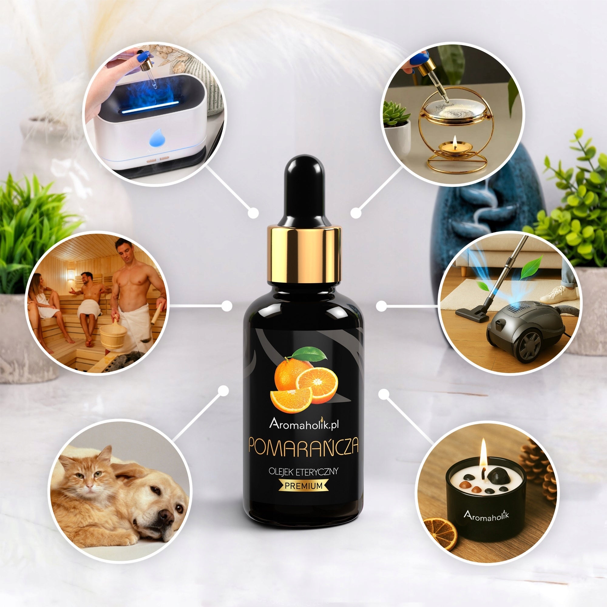 HUMIDIFIER + NATURAL OILS + SCENTED CANDLE - AROMATHERAPY Model Naturo Aromaholik