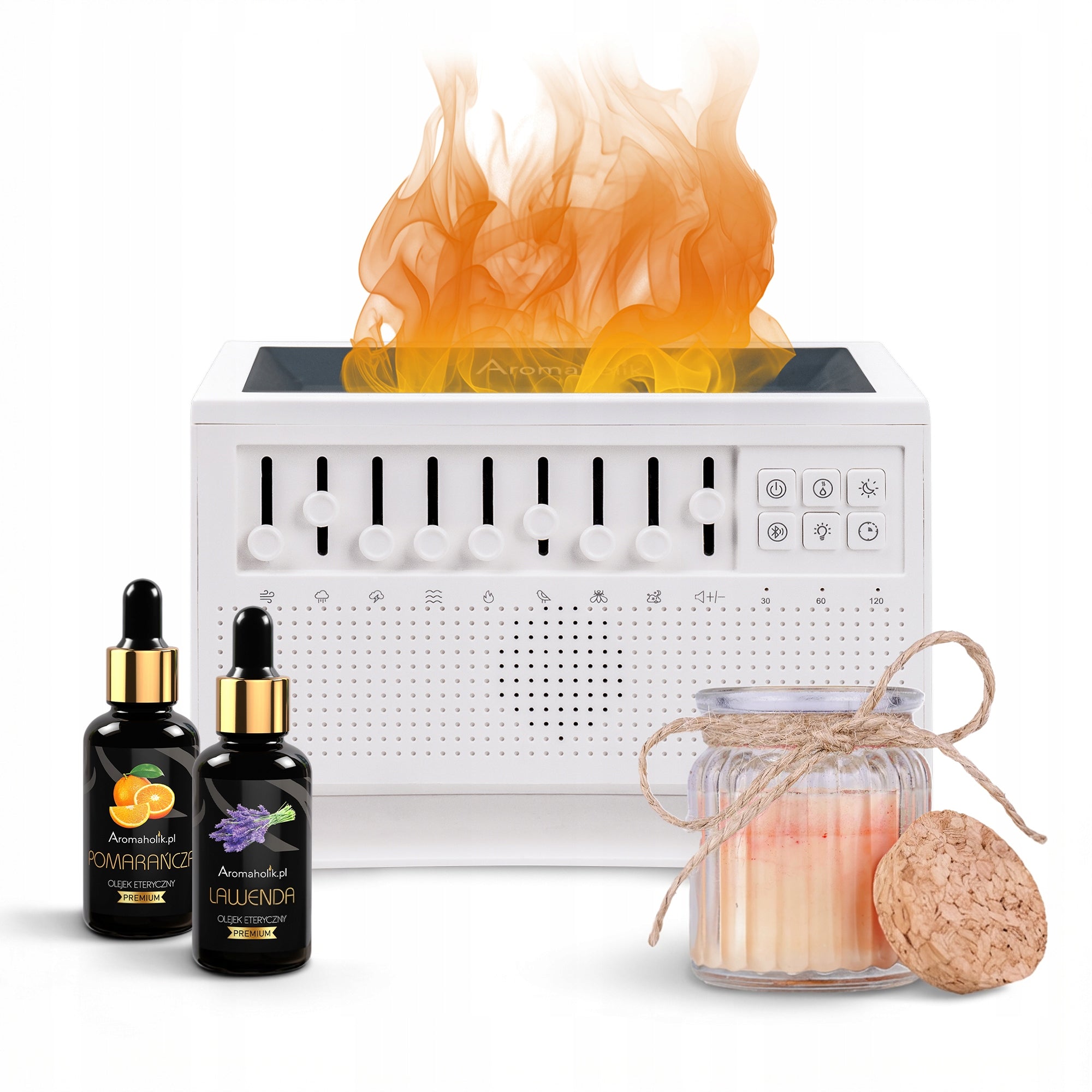 HUMIDIFIER + NATURAL OILS + SCENTED CANDLE - AROMATHERAPY