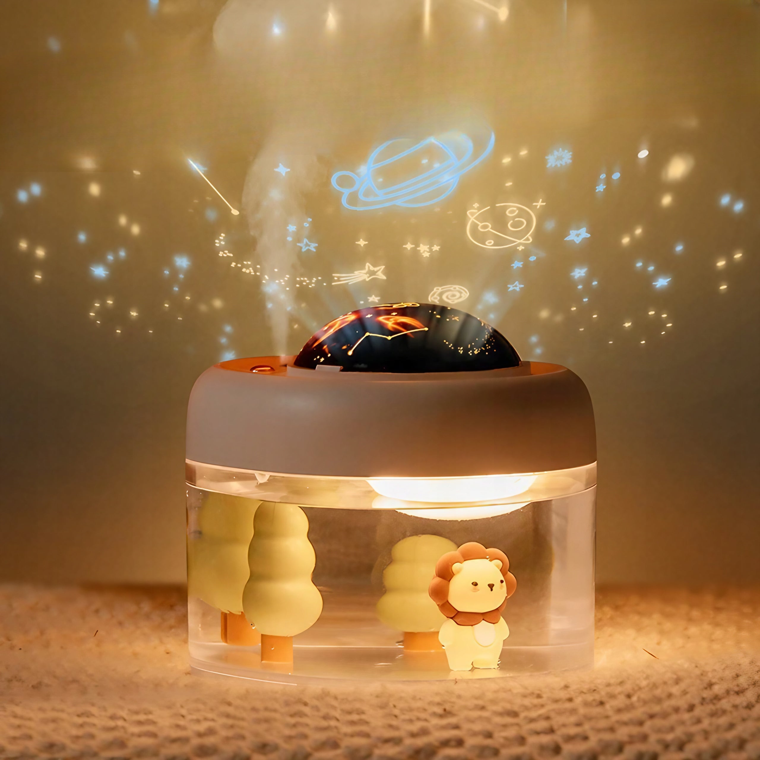 HUMIDIFIER NIGHT LIGHT WITH TIGER STAR PROJECTOR FOR CHILDREN Dominant color white