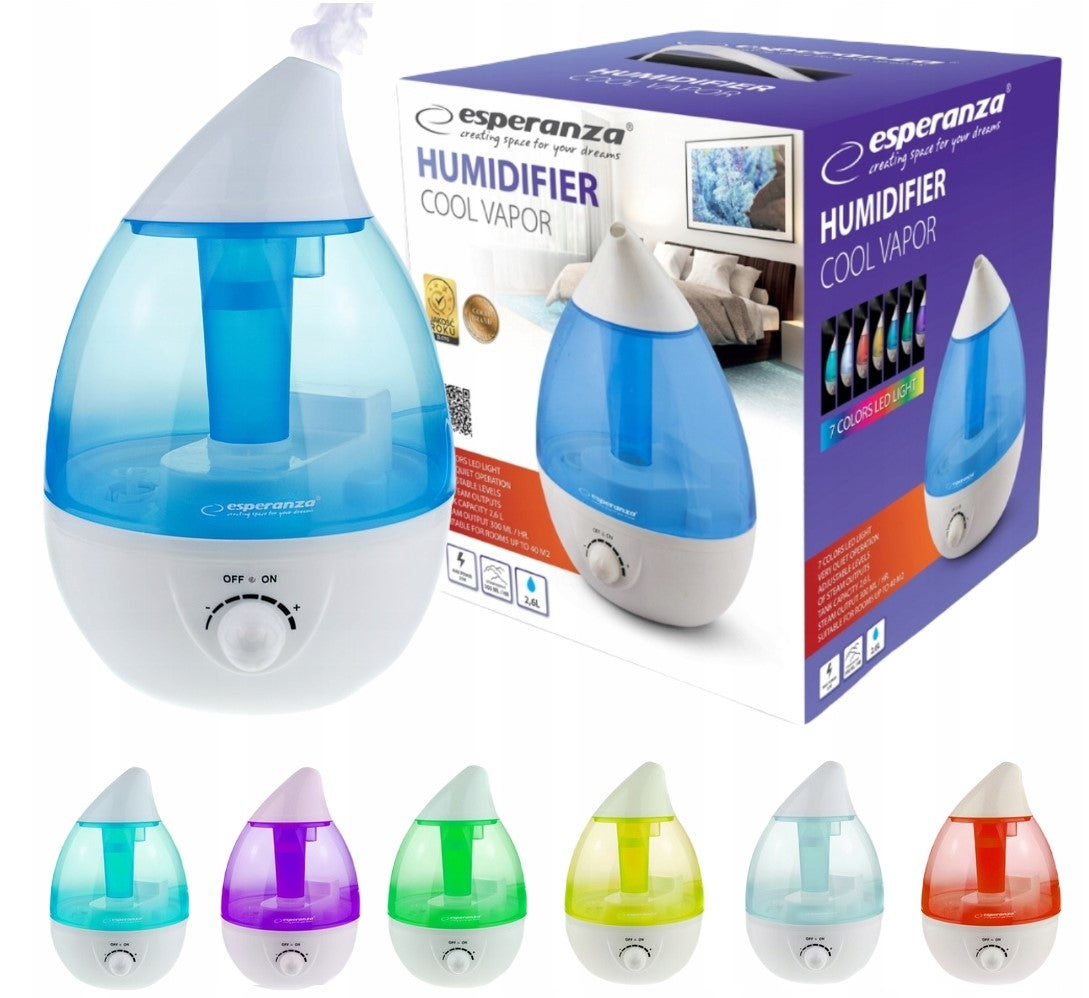 HUMIDIFIER QUIET ADJUSTABLE LED BACKLIGHT 7 COLORS 25W 2.6L