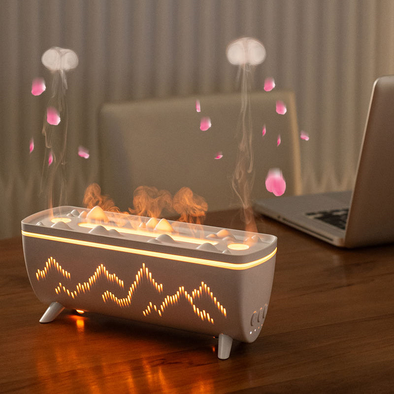 HUMIDIFIER ULTRASONIC IONIZER AROMATHERAPY REMOTE CONTROL TWO MODES Model Miniaturowy nawilżacz powietrza z motywem górskim