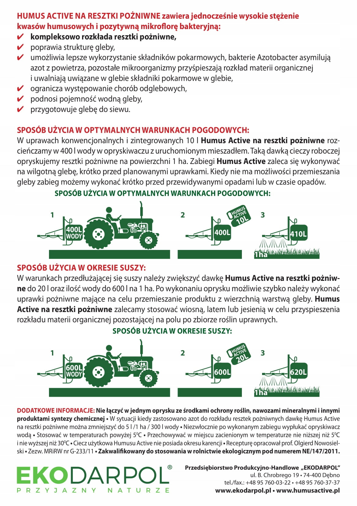 HUMUS ACTIVE AGRO 20L PER STRAW CROP RESIDUES Manufacturer code Nawóz BIO Humus Active Papka 20L