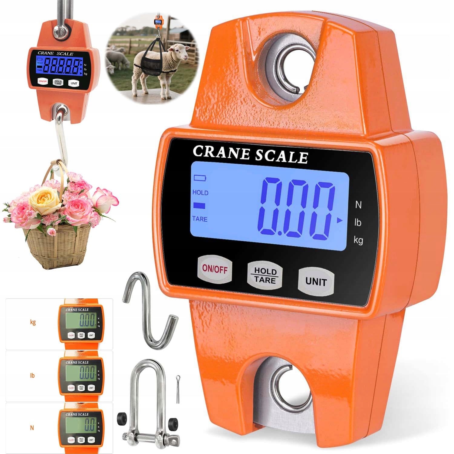 HUNTING HOOK SCALE SUSPENDED UP TO 300KG WITH LCD LIGHT DISPLAY