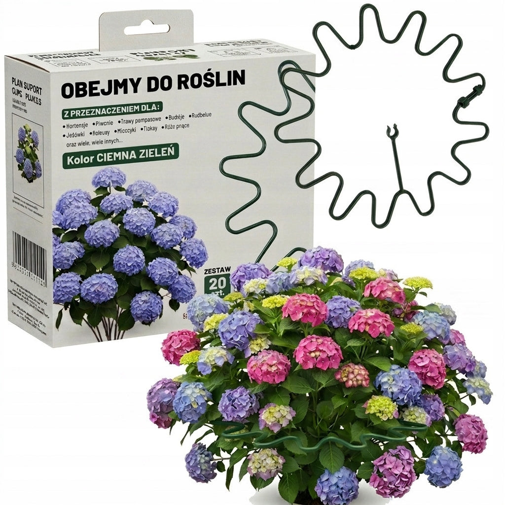 HYDRANGEA CLAMPS 20 pieces fi 6 GREEN ELASTIC SUPPORT RING FOR PLANTS