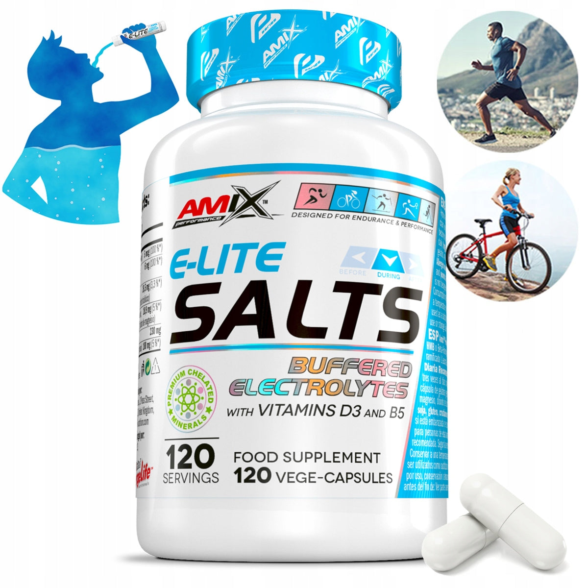 HYDRATION OF THE BODY Electrolytes +Mineral Salts, Minerals - for the athlete Packaging status original