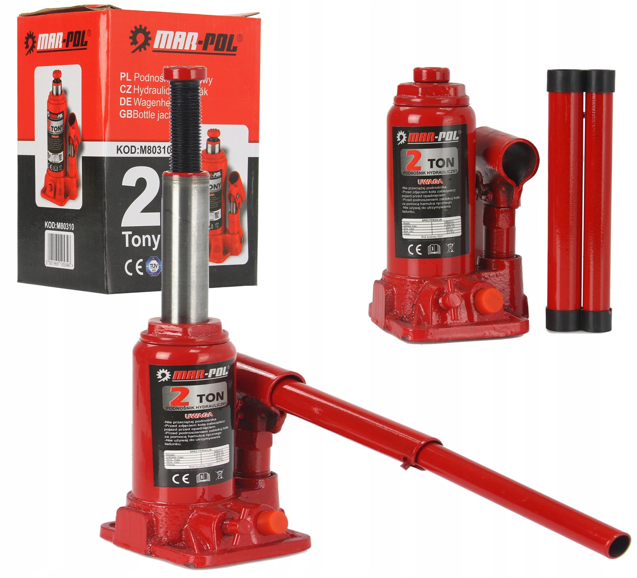 HYDRAULIC BOLLARD LIFT 2T BOTTLE JACK 2000KG 80310