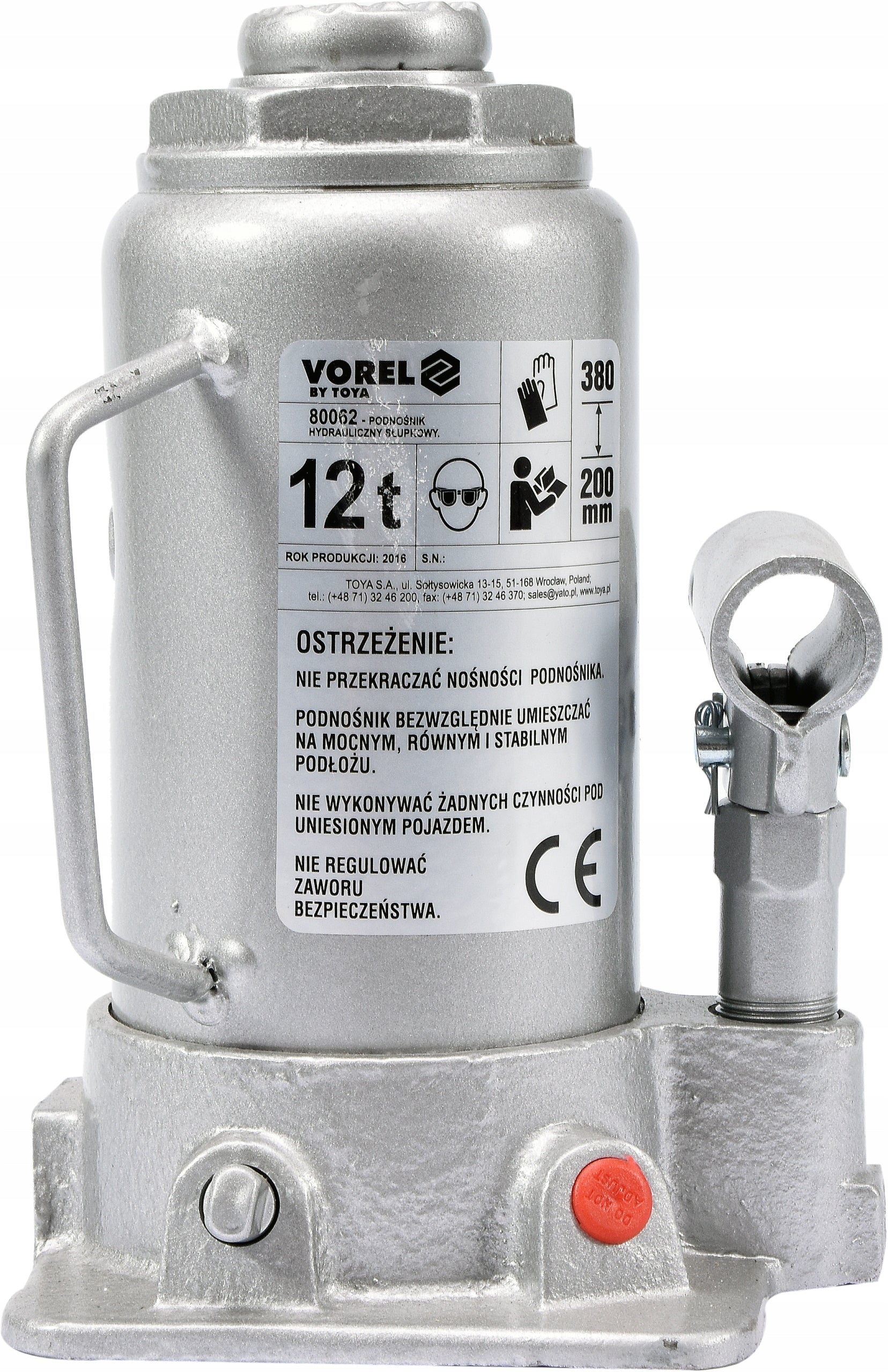 HYDRAULIC BOTTLE POST LIFT 12T 200-380mm CAR VOREL Manufacturer code 80062