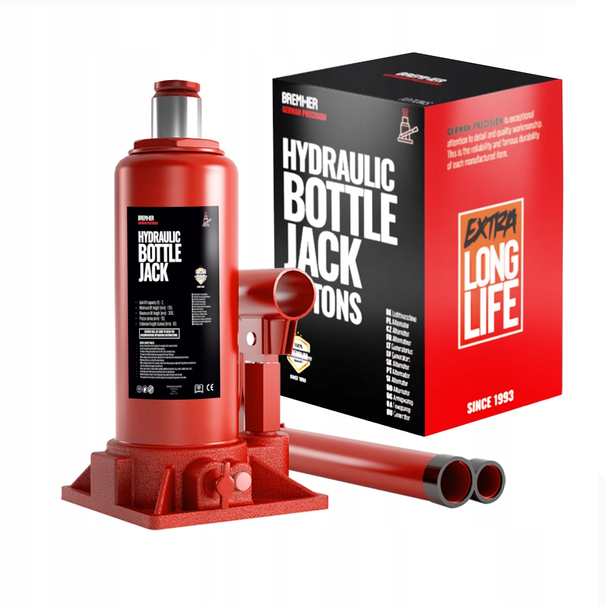 HYDRAULIC LIFT 15T, 1-PISTON HMIN=225MM, HMAX=430MM