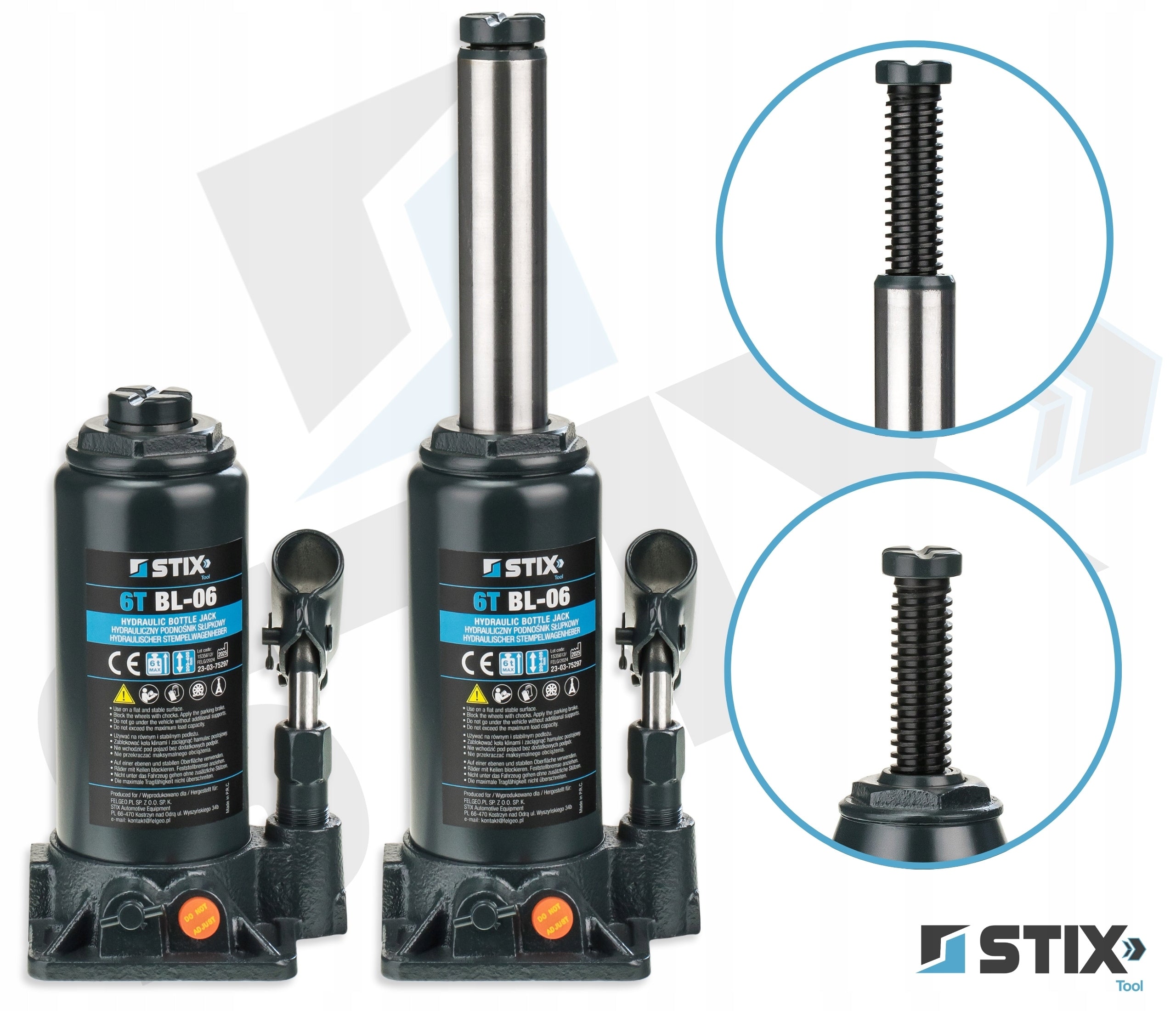 HYDRAULIC LIFT 6T 200-405mm BL-06 BOTTLE POST LEVER STIX Product weight with unit packaging 4.05 kg