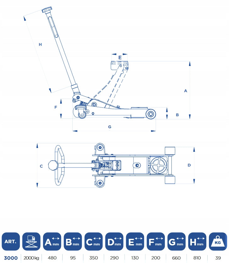HYDRAULIC LIFT FROG OMCN 3000 TO 2T Manufacturer code OMCN 3000