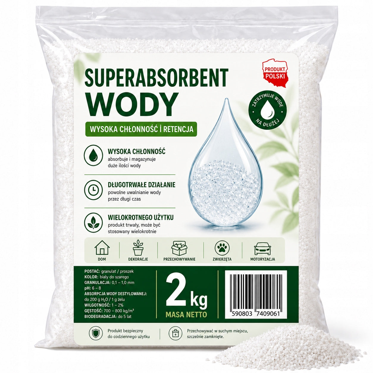 HYDROGEL 2KG SUPERABSORBENT WATER SODIUM POLYACRYLATE 100% LOTS OF USES