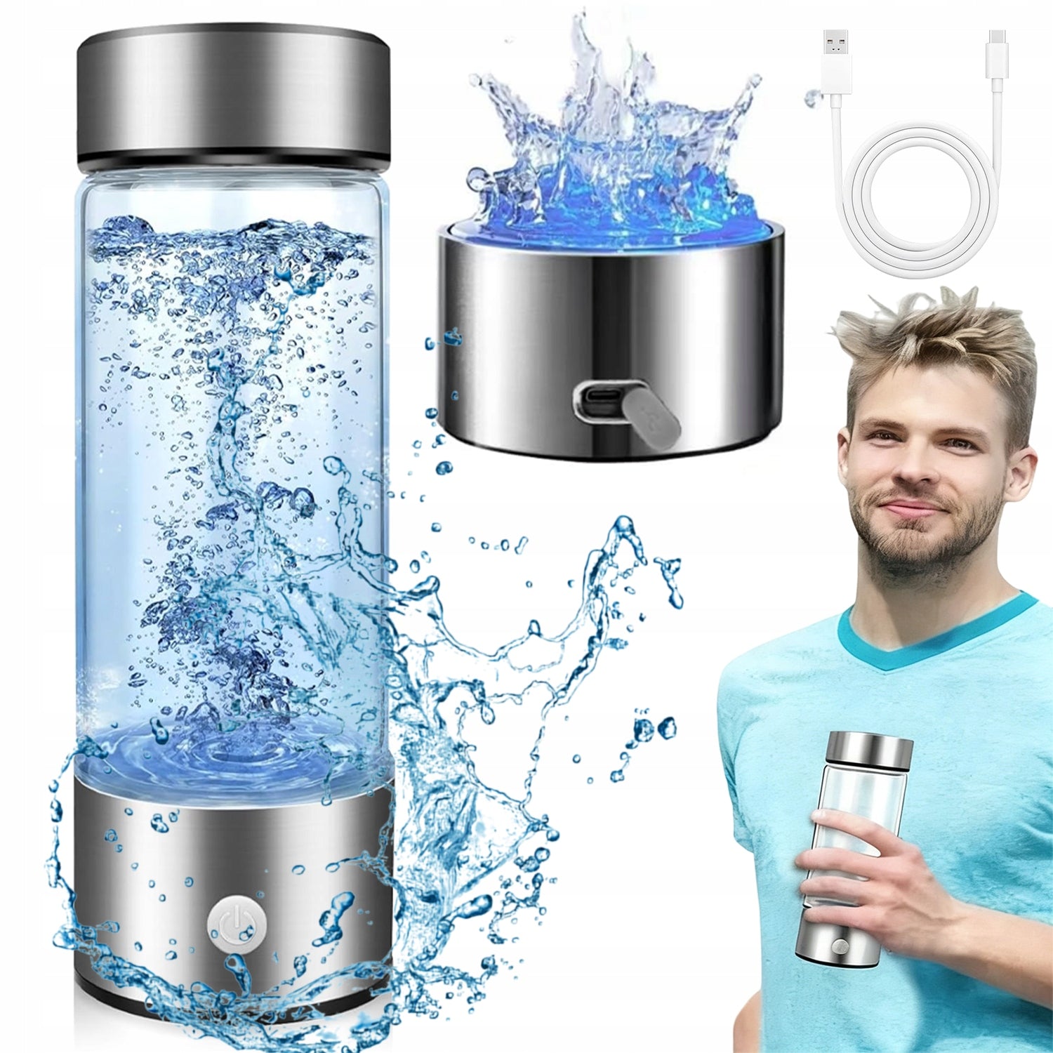 HYDROGEN GENERATOR 420 ML, PORTABLE WATER IONIZER, HYDROGEN WATER BOTTLE