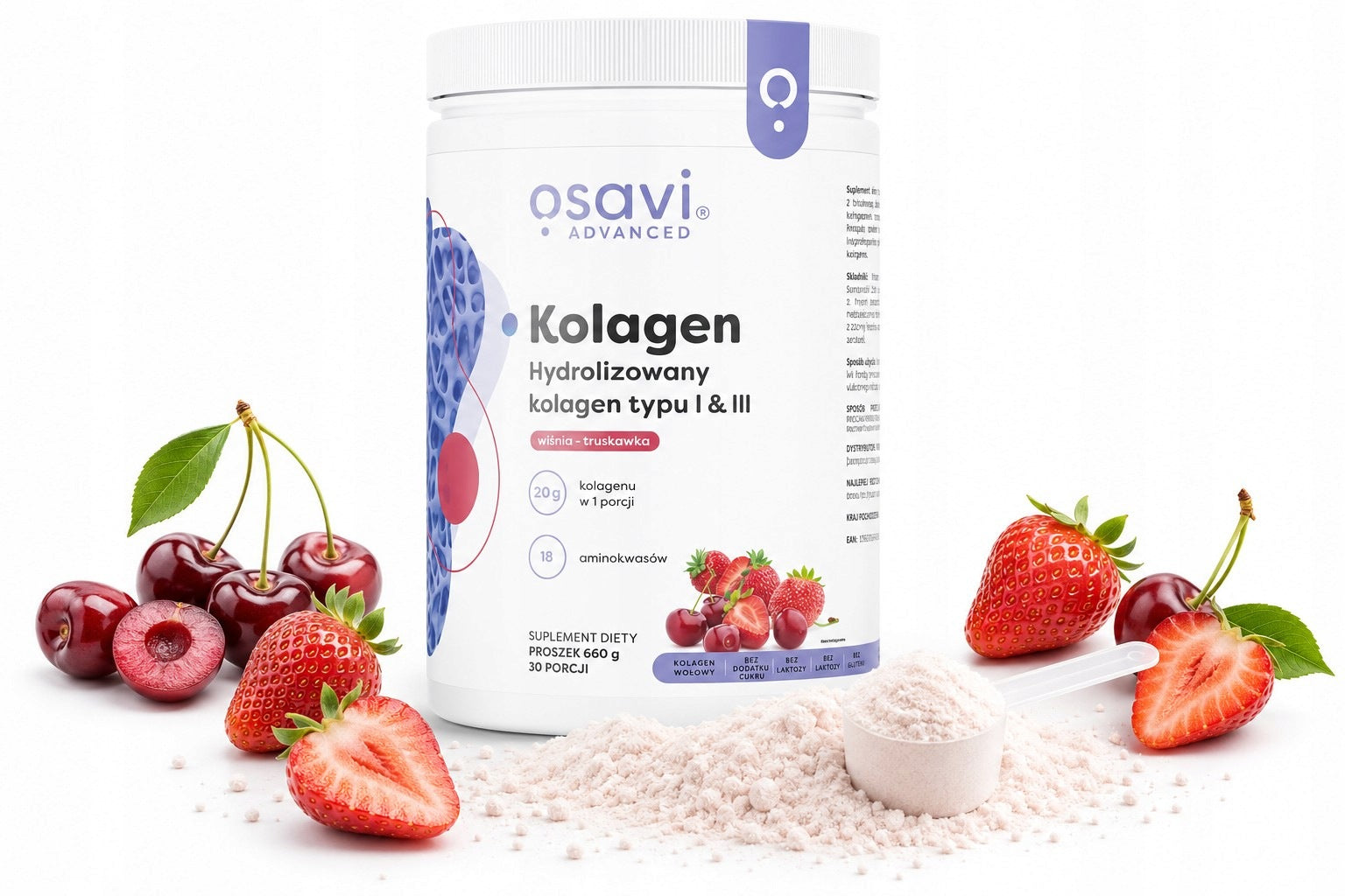 HYDROLYZED COLLAGEN TYPE I AND III CHERRY STRAWBERRY 660G OSAVI Medical device no