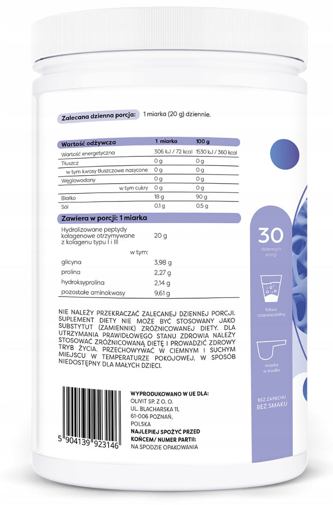 HYDROLYZED COLLAGEN TYPE I AND III POWDER 600G 30 SERVINGS OSAVI Expiration date at least six months from the date of purchase