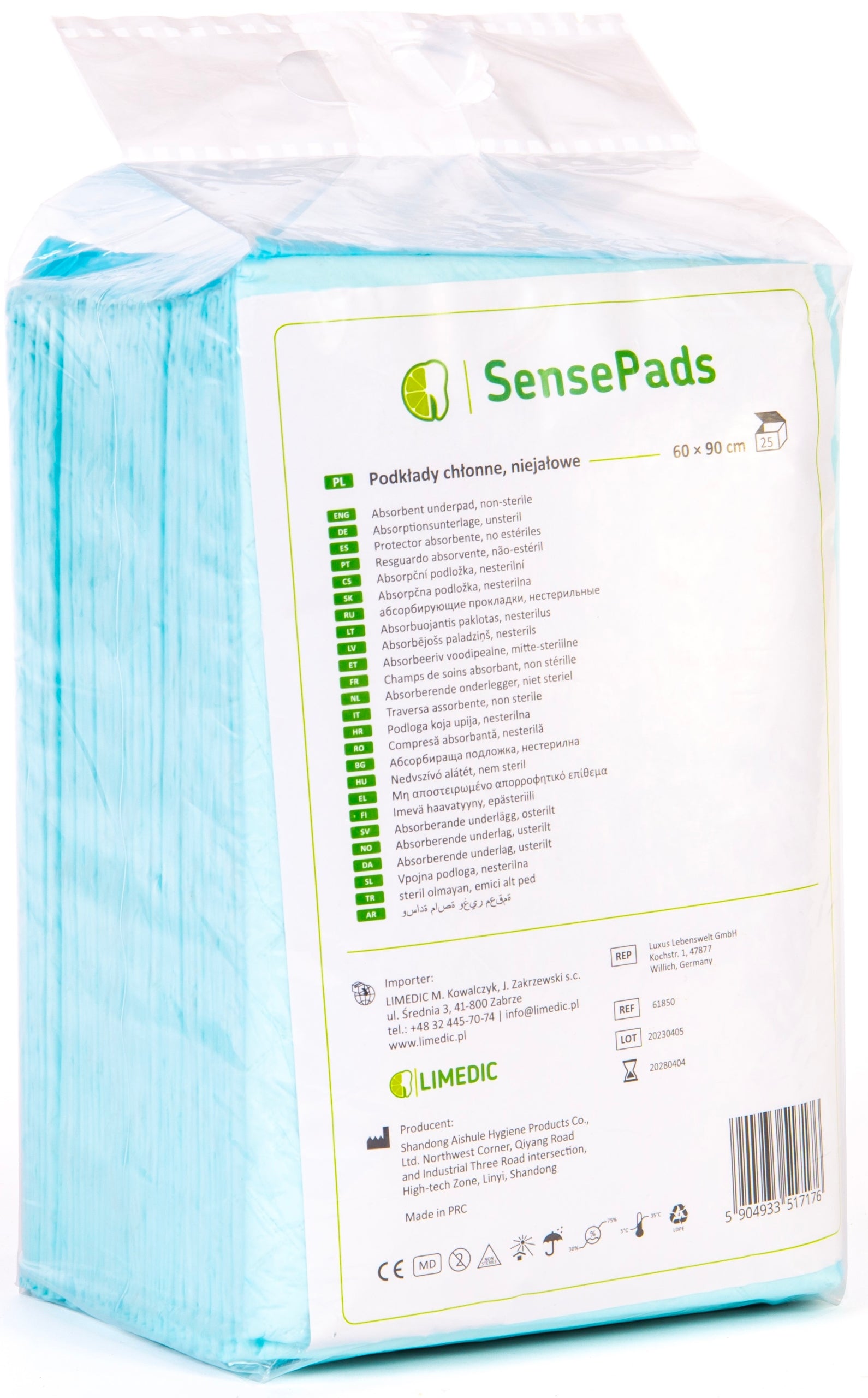 HYGIENE ABSORBENT PADS 60X90CM 25PCS STRONG MATS SENSEPADS EAN (GTIN) 5904933517176