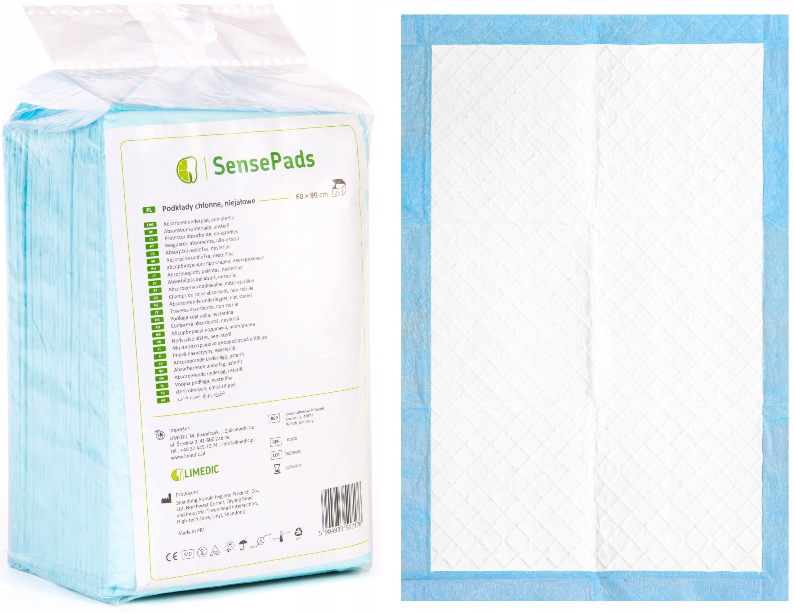 HYGIENE ABSORBENT PADS 60X90CM 25PCS STRONG MATS SENSEPADS