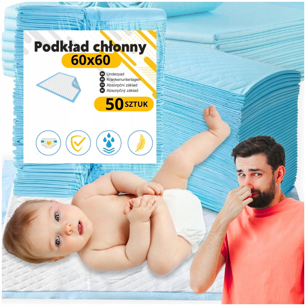 HYGIENE PADS ABSORBENT CHANGING MATS DISPOSABLE 60x60 50pcs