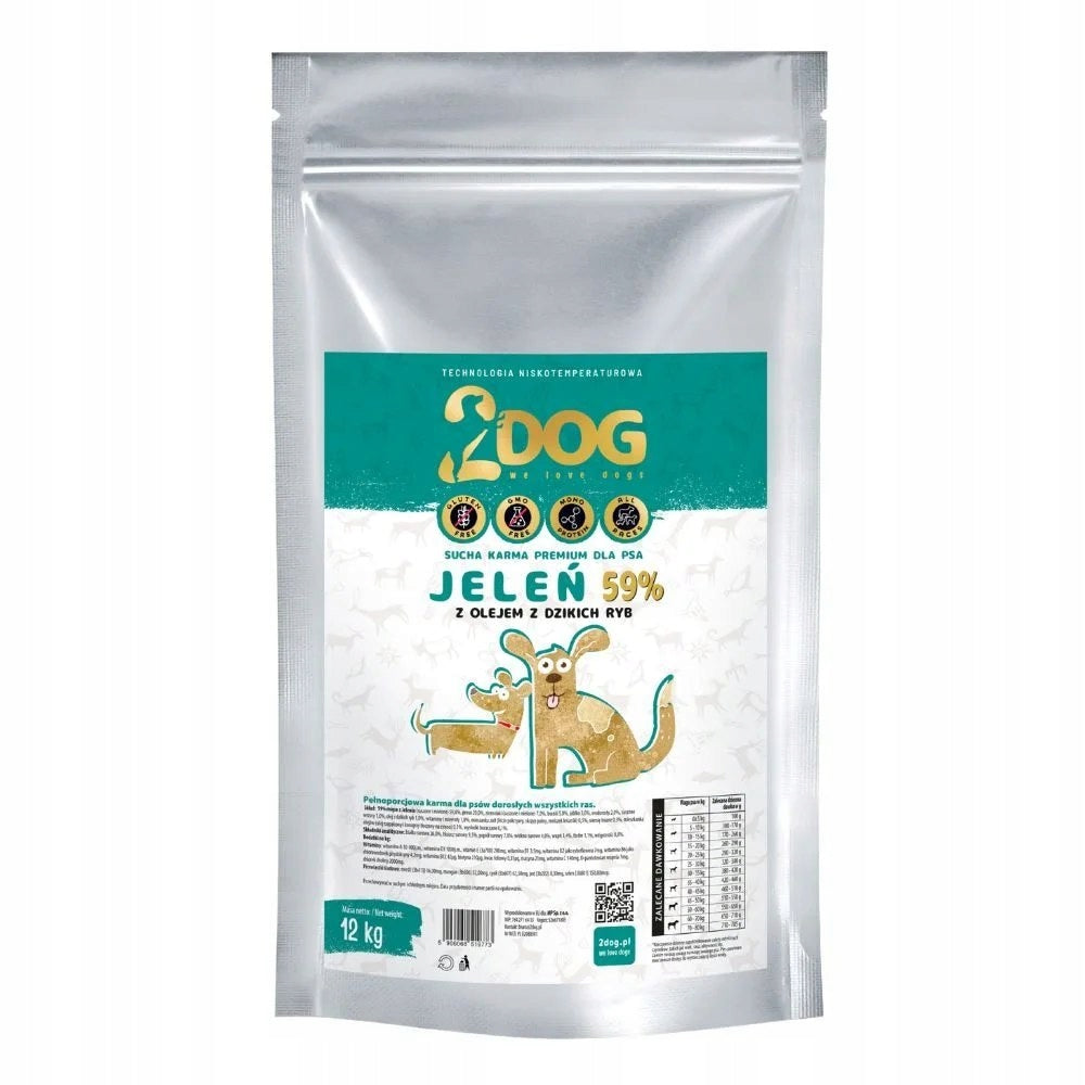 HYPOALLERGENIC WITHOUT GLUTEN - DRY DOG FOOD - DEER 12kg COLD PRESSED Packaging status original