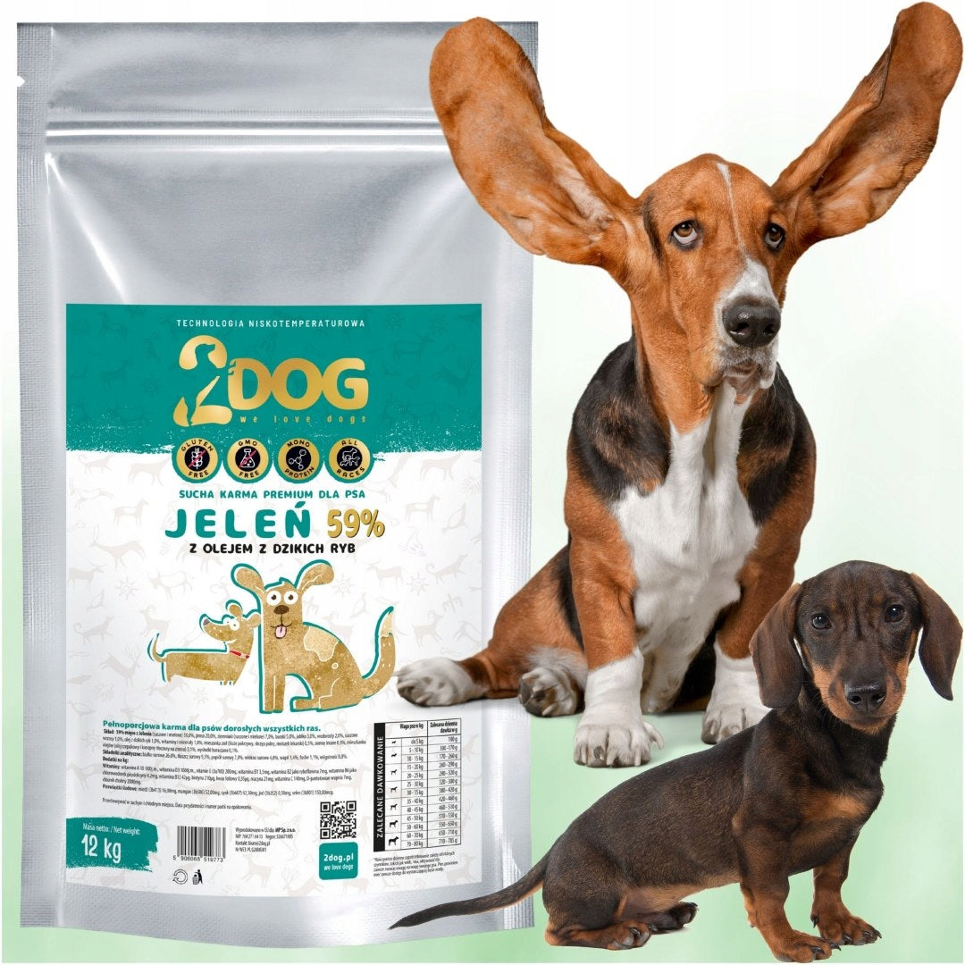 HYPOALLERGENIC WITHOUT GLUTEN - DRY DOG FOOD - DEER 12kg COLD PRESSED