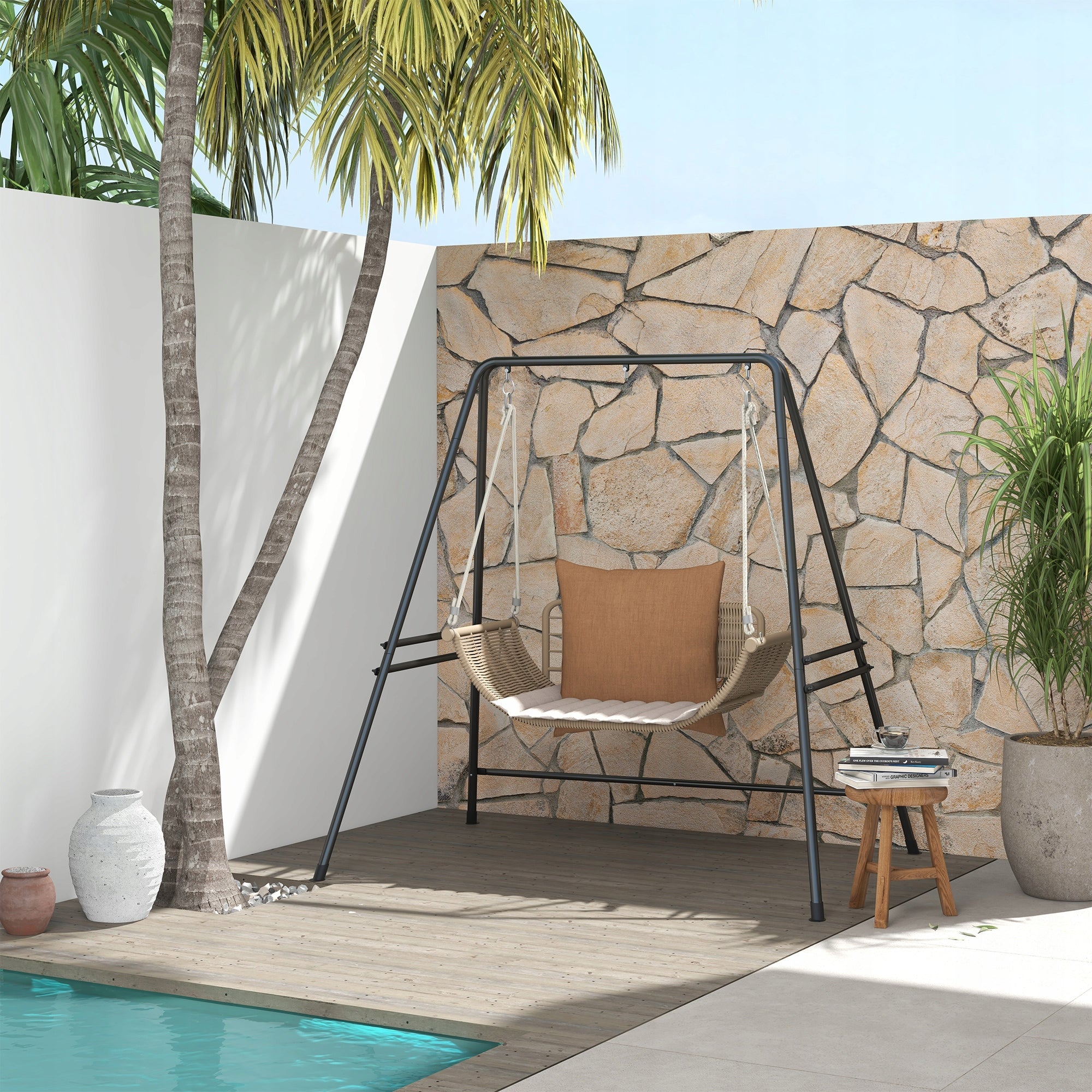 Hängemattengestell for adults with metal frame 150 kg, black Manufacturer no brand