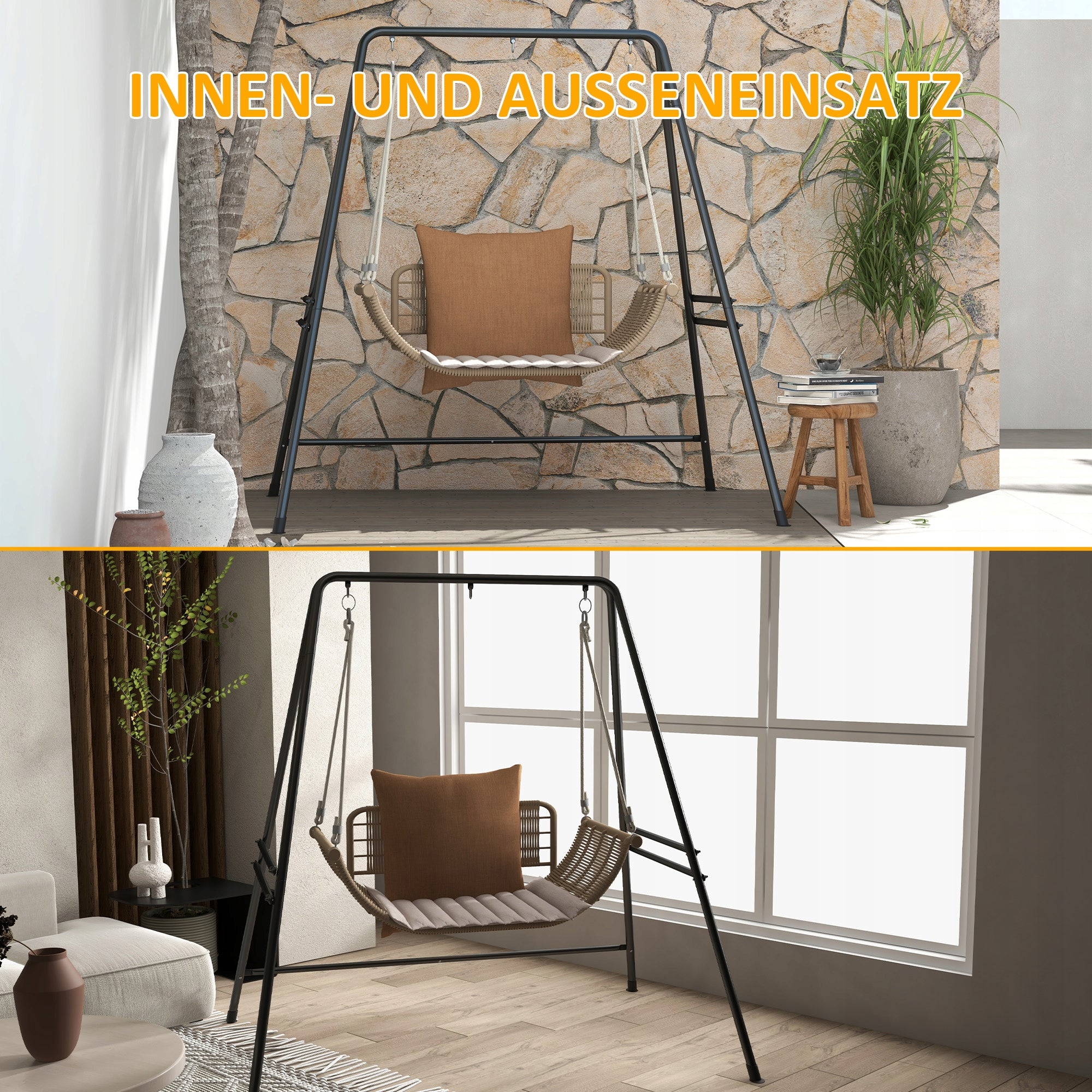 Hängemattengestell for adults with metal frame 150 kg, black Material of manufacture metal