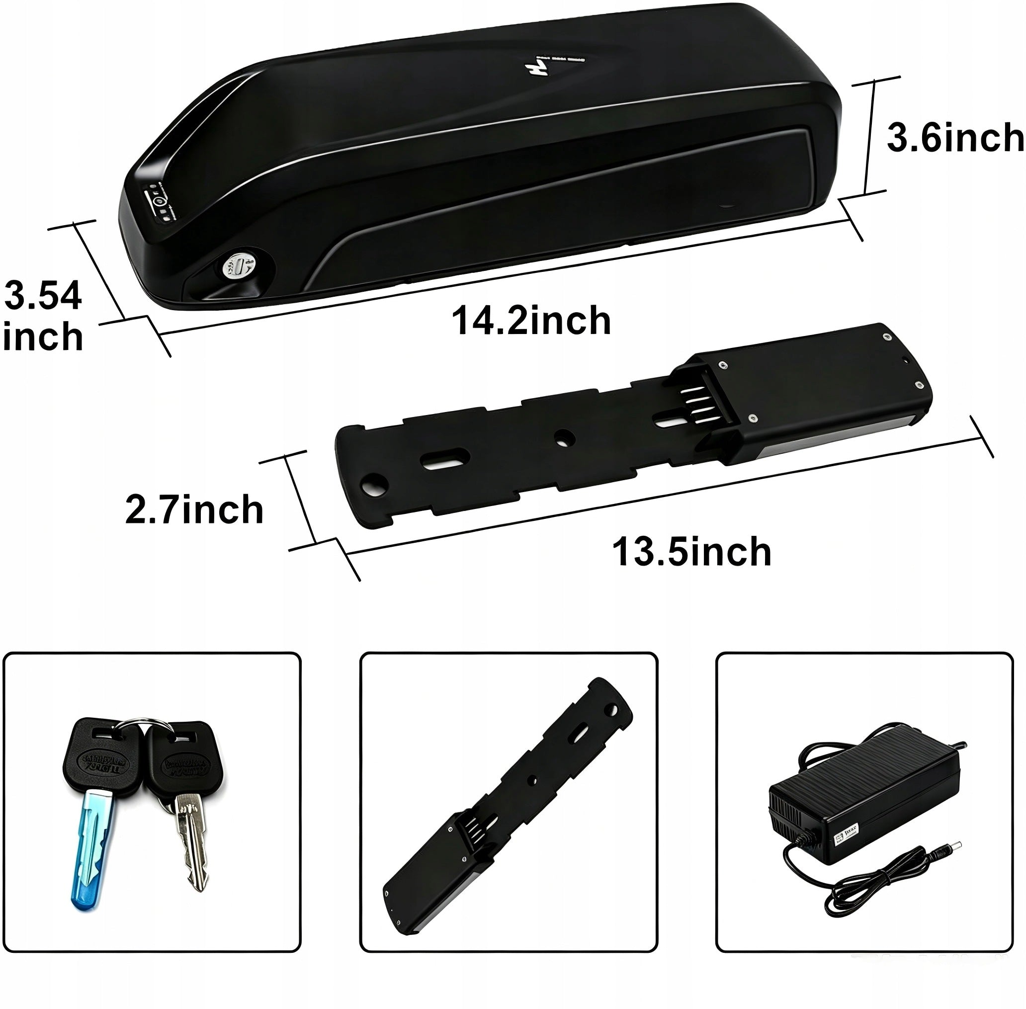 Hailong 48V 20Ah 720Wh Battery for Electric Bike with Free Charger Manufacturer code HL-48V-30Ah-1