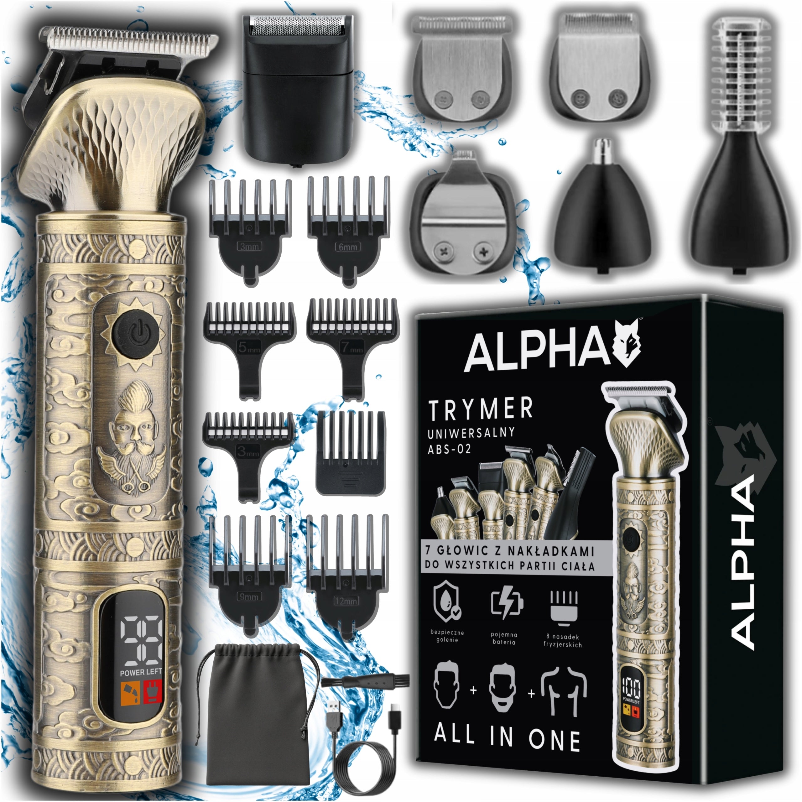 Hair Clipper, Beard 7in1 - Nose Trimmer + Shaver Alpha