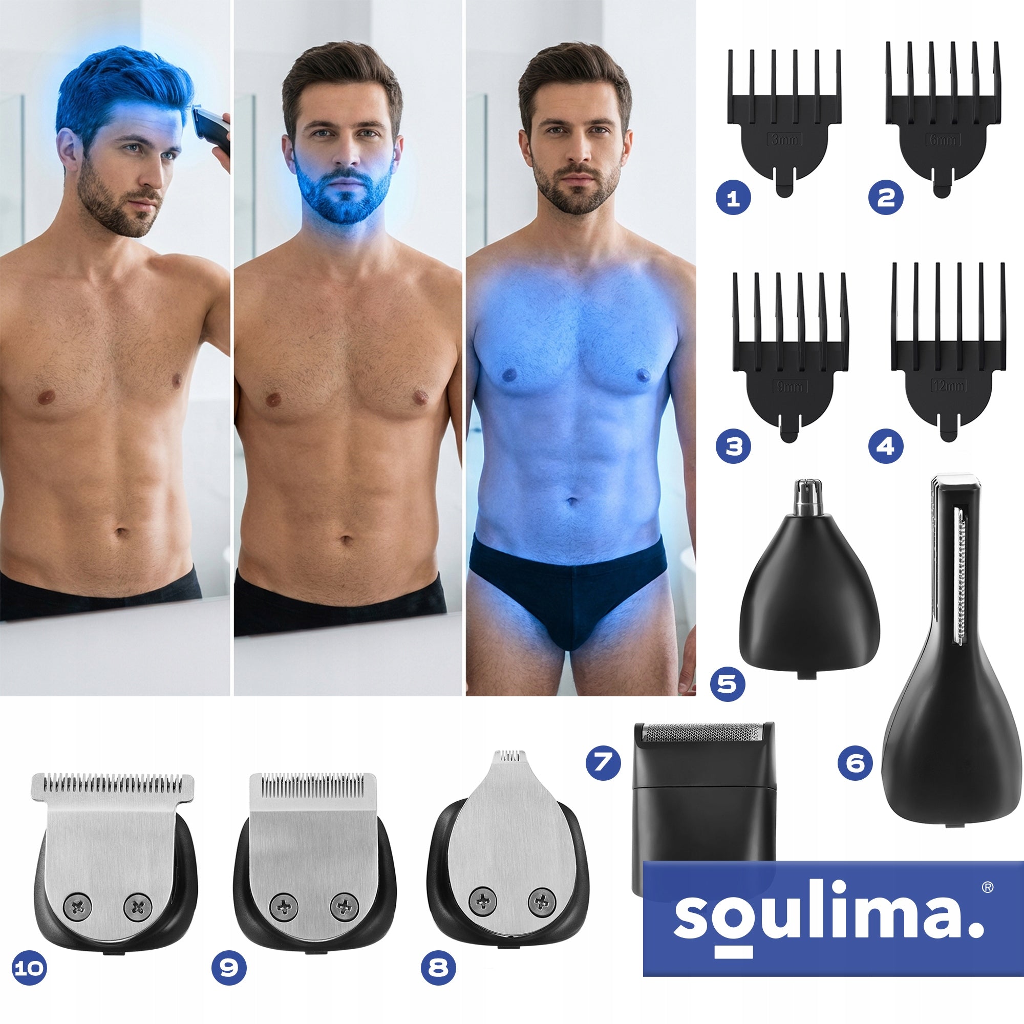 Hair Clipper Haircut Beard Body Trimmer Wireless Shaver 8in1 Packaging status original