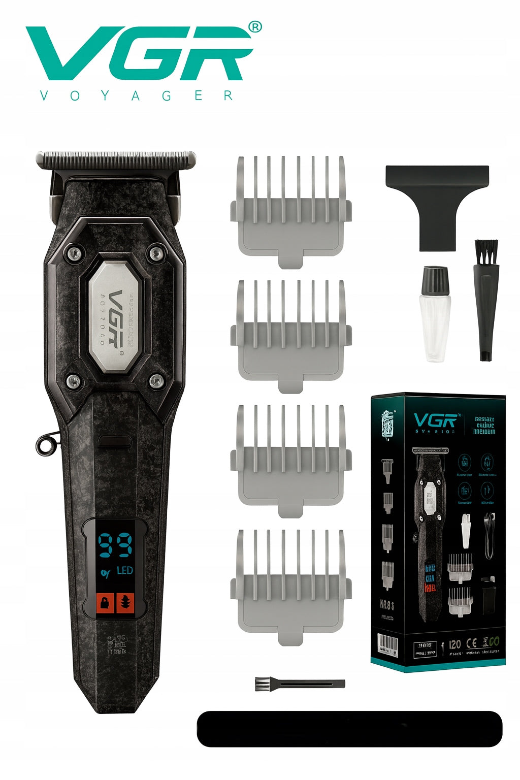 Hair Clipper Strong Beard Wireless Led For Gift Packaging status original